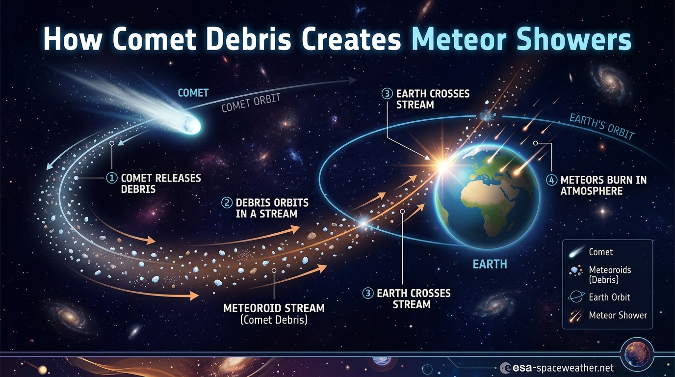 How Comet Debris Creates Meteor Showers