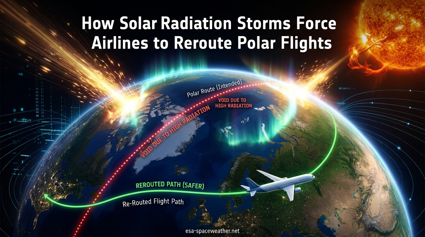 How Solar Radiation Storms Force Airlines to Reroute Polar Flights