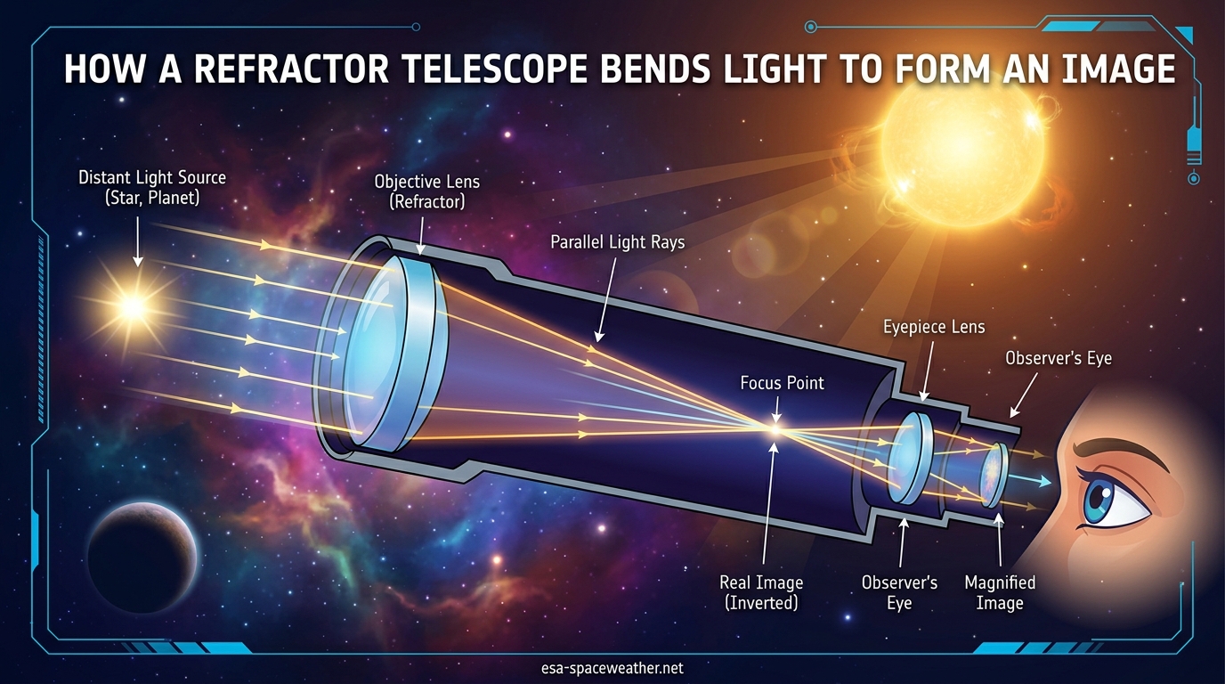 How a Refractor Telescope Bends Light to Form an Image