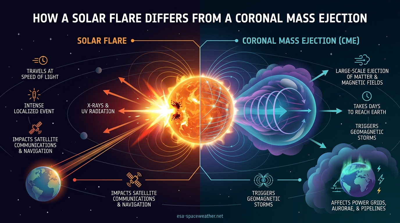 How a Solar Flare Differs From a Coronal Mass Ejection