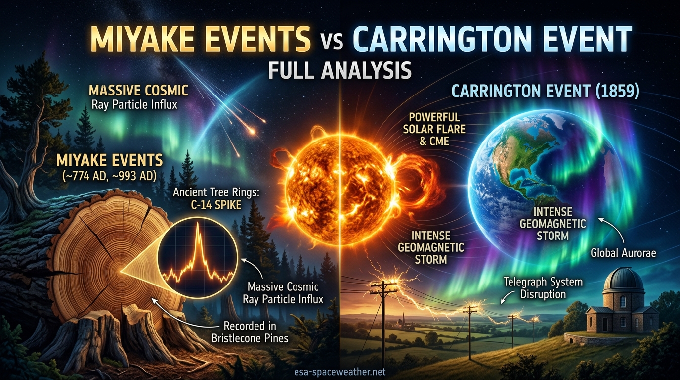 Miyake Events vs Carrington Event Full Analysis