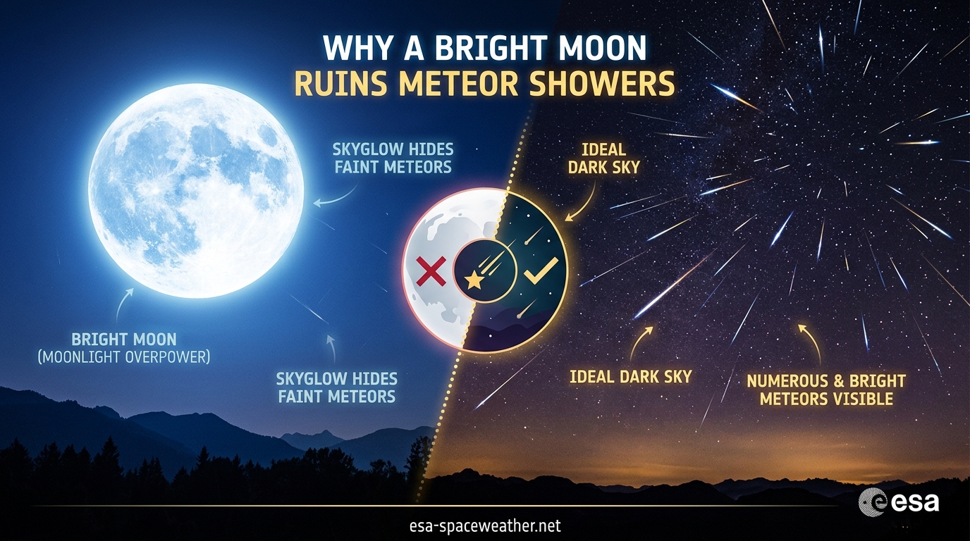 Why a Bright Moon Ruins Meteor Showers