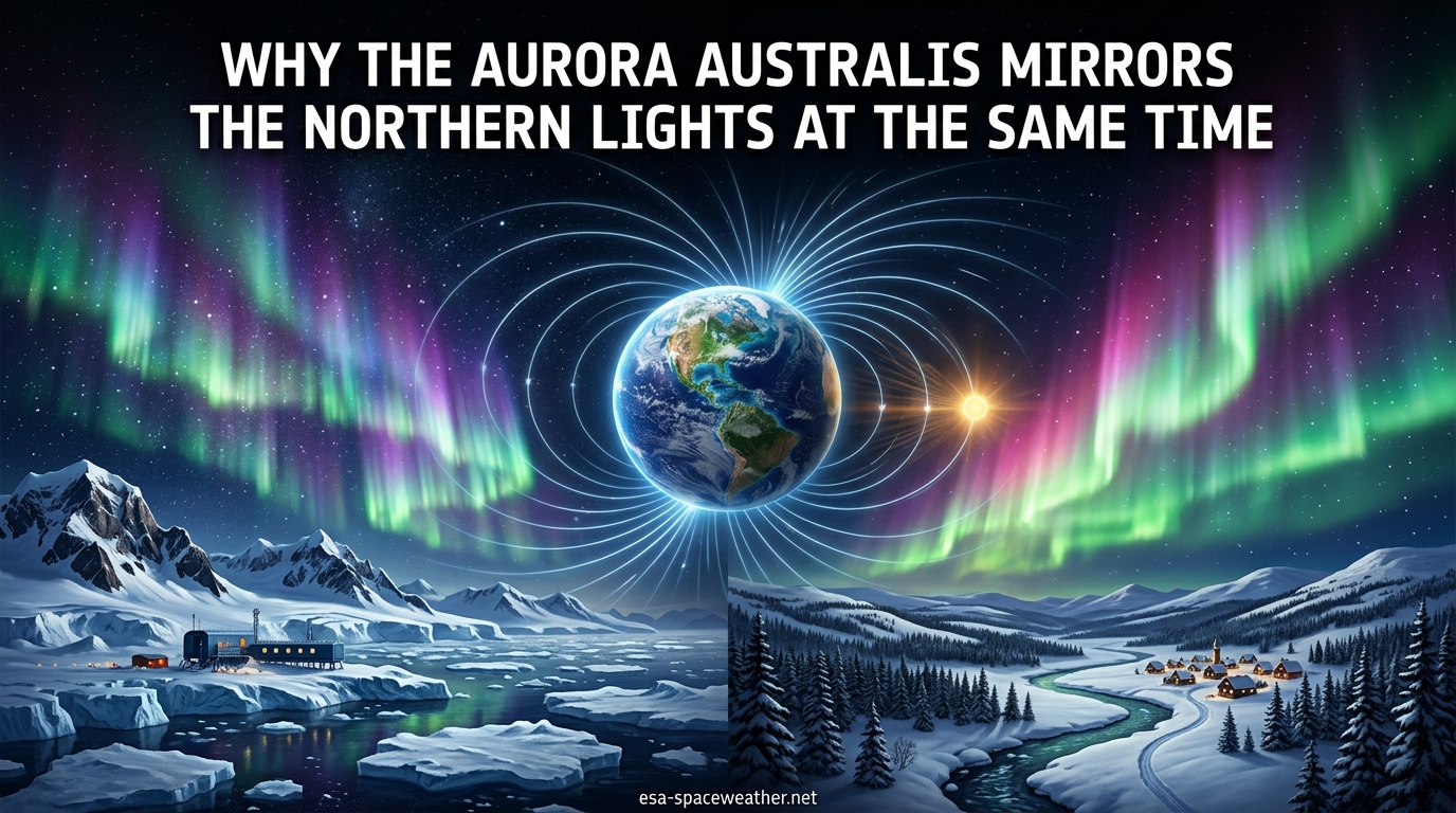 Why the Aurora Australis Mirrors the Northern Lights at the Same Time
