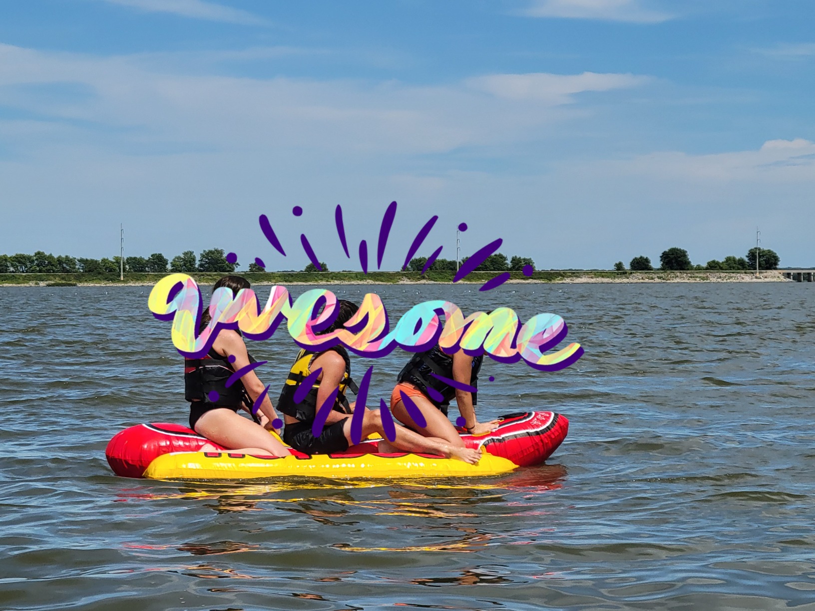 Airhead Hot Dog Towable Tube for Boating, 1-5 Rider Inflatable Boat Tube for Water Tubing, Full Nylon Cover, EVA Padding, Foam Padded Handles w/Neoprene Knuckle Guard customer photo 2