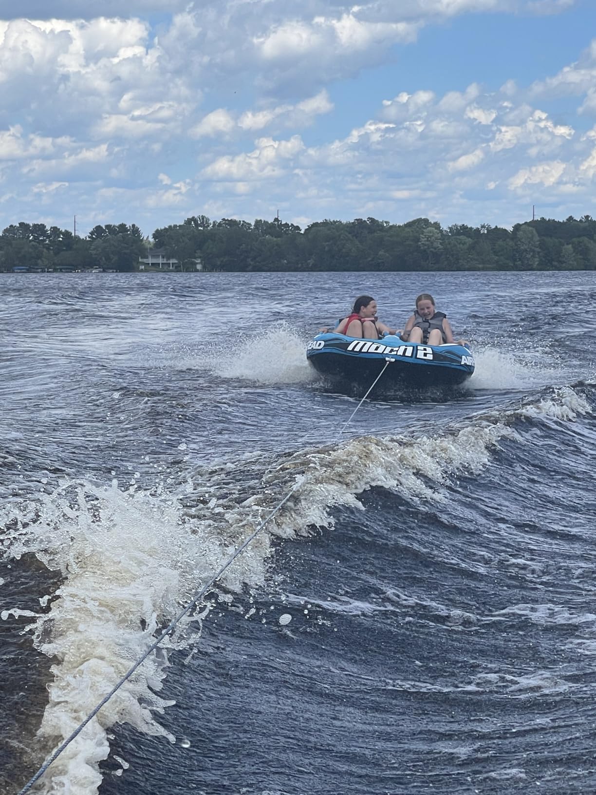 Airhead Mach Towable Tube for Boating, 1-3 Rider Inflatable Boat Tube for Water Tubing, Cockpit Design, Kwik-Connect Tow System, Foam Padded Handles w/Knuckle Guard customer photo 1