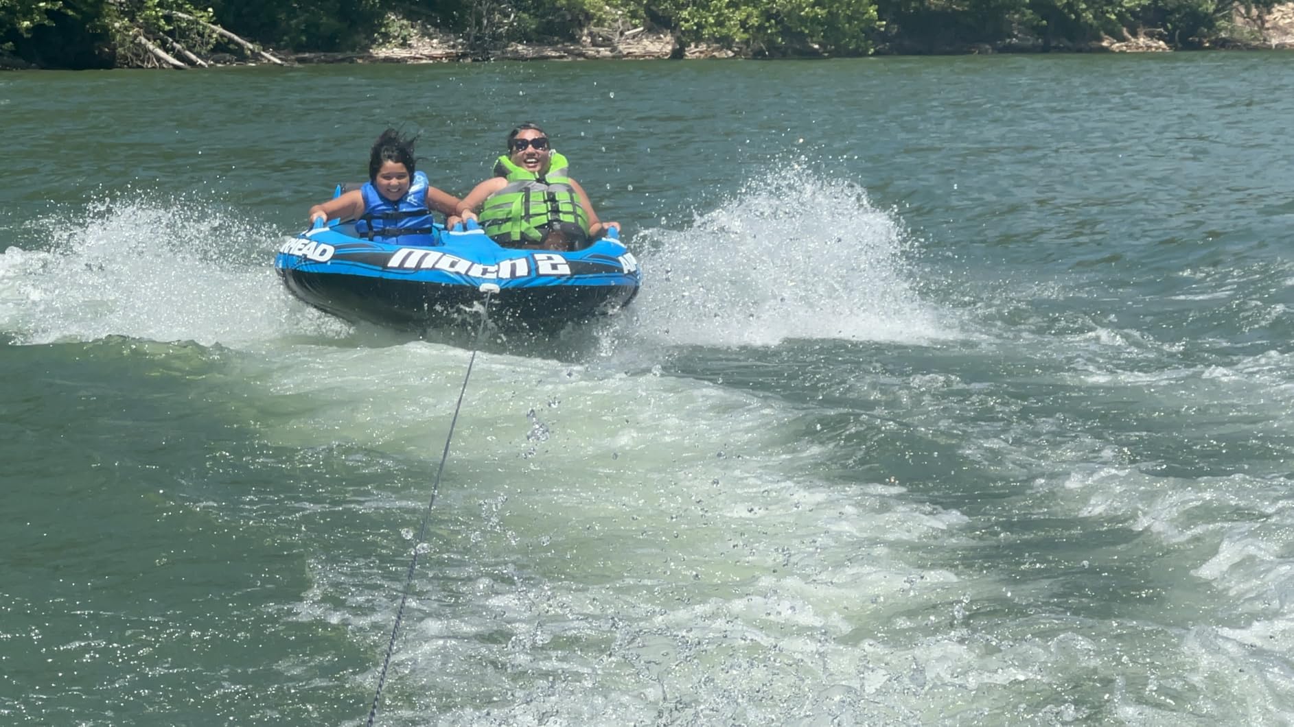 Airhead Mach Towable Tube for Boating, 1-3 Rider Inflatable Boat Tube for Water Tubing, Cockpit Design, Kwik-Connect Tow System, Foam Padded Handles w/Knuckle Guard customer photo 2