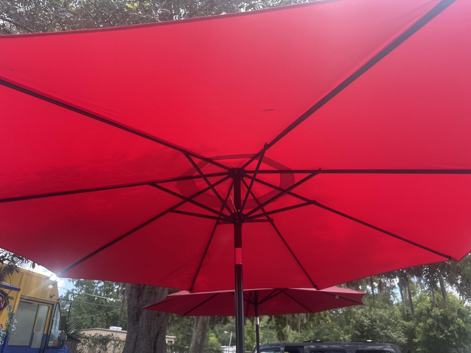 Sunnyglade 9' Patio Umbrella Outdoor Table Umbrella with 8 Ribs Tan | 9 FT Patio Umbrella with Waterproof Polyester Canopy, Aluminum Pole, Push-Button Tilt & Crank for Outdoor Patio Tables, Pool customer photo 2