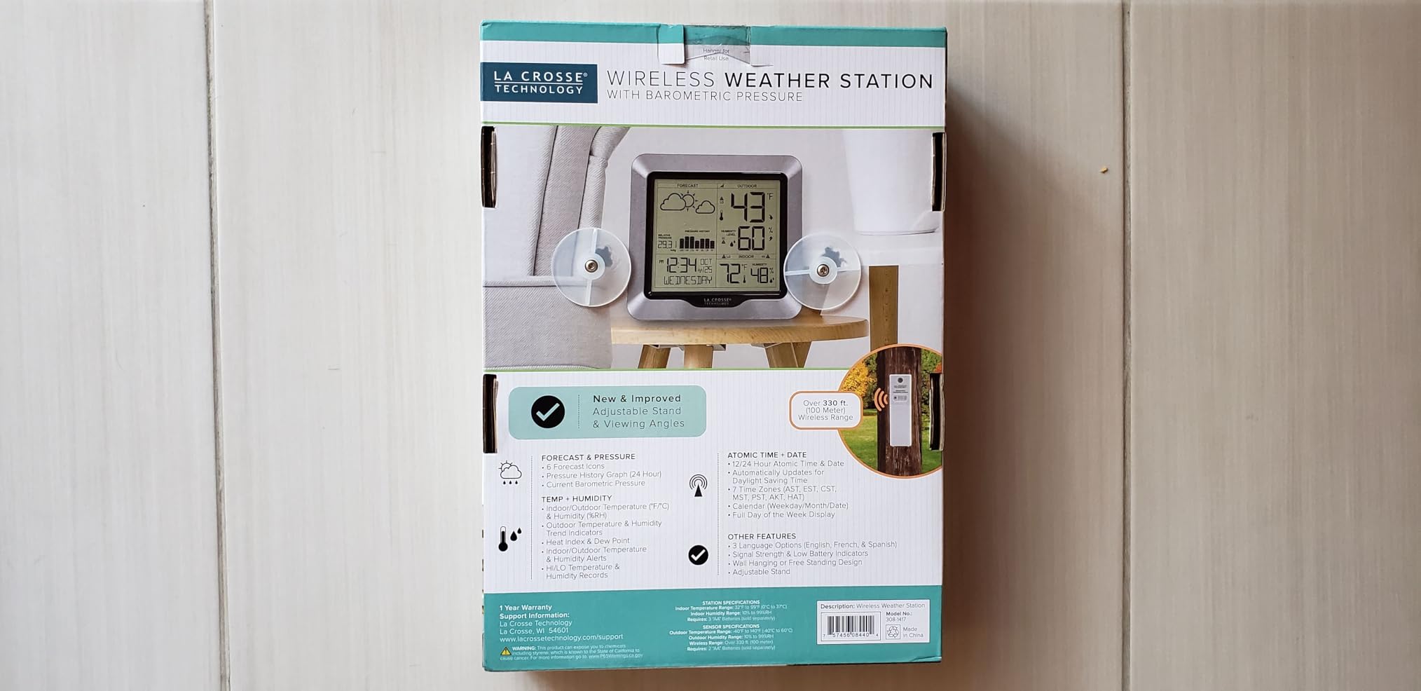 308-1417 Wireless Barometric Pressure Weather Station with WWVB Time, 330ft | Advanced Forecast customer photo 2