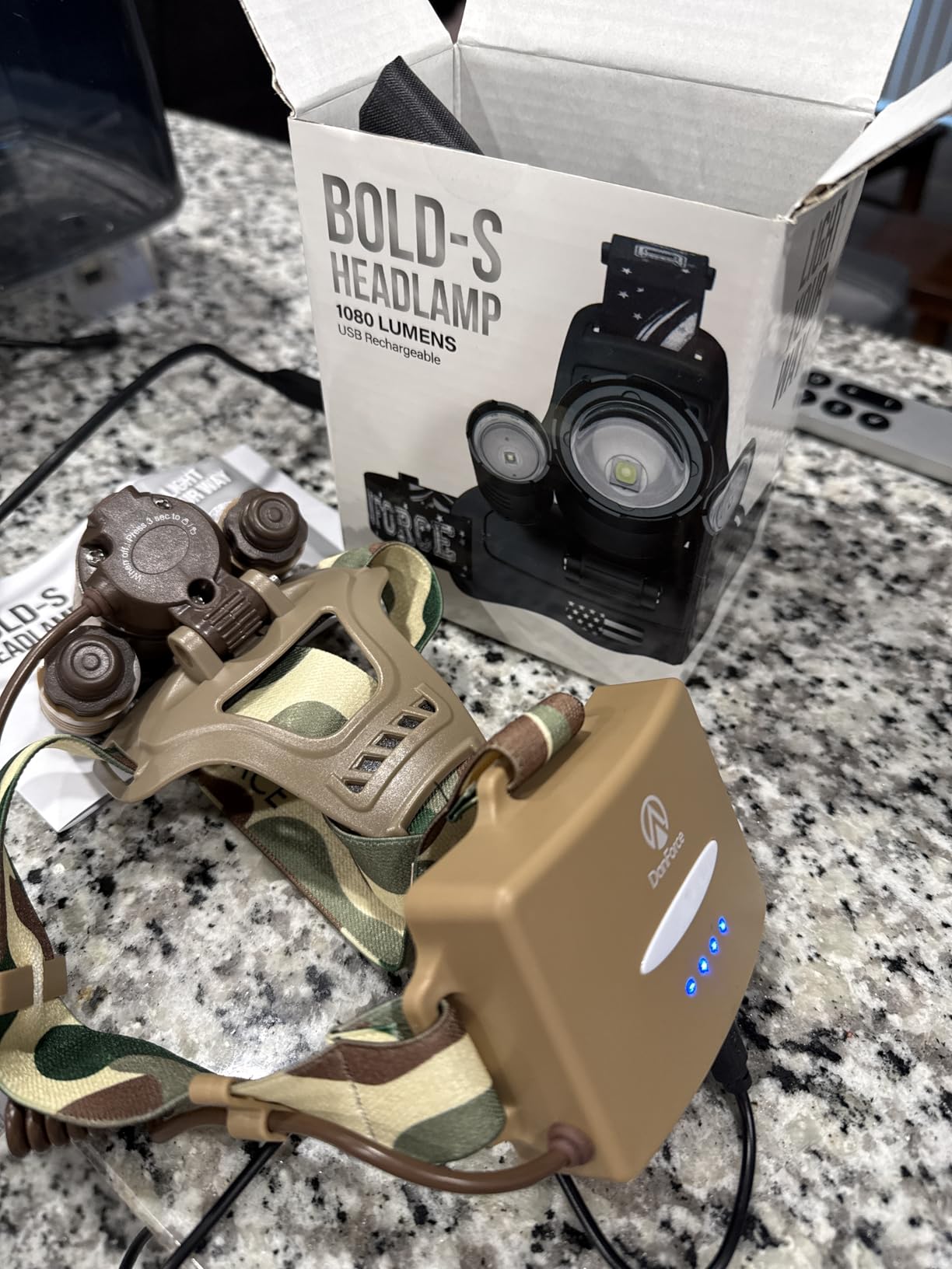 DanForce Camouflaged Headlamp Ultra Bright USB Rechargeable Head lamp. Tactical Head Flashlight Designed Especially for Hunting & Fishing. LED Headlamps LUMINUS 1080 Lumens Headlight with Red Light customer photo 1