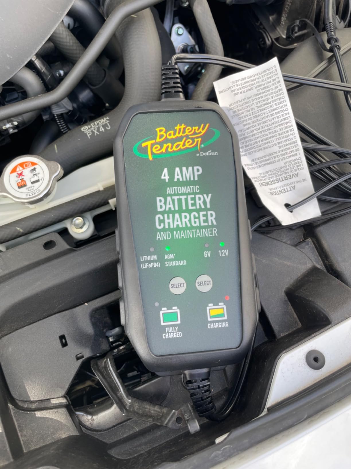 Battery Tender 4 AMP Battery Charger and Maintainer - Automotive Switchable 12V or 6V Smart Automatic for Cars SUVs and Trucks - Lead Acid, AGM, Gel, and Lithium Battery Charger - 022-0209-BT-WH customer photo 2