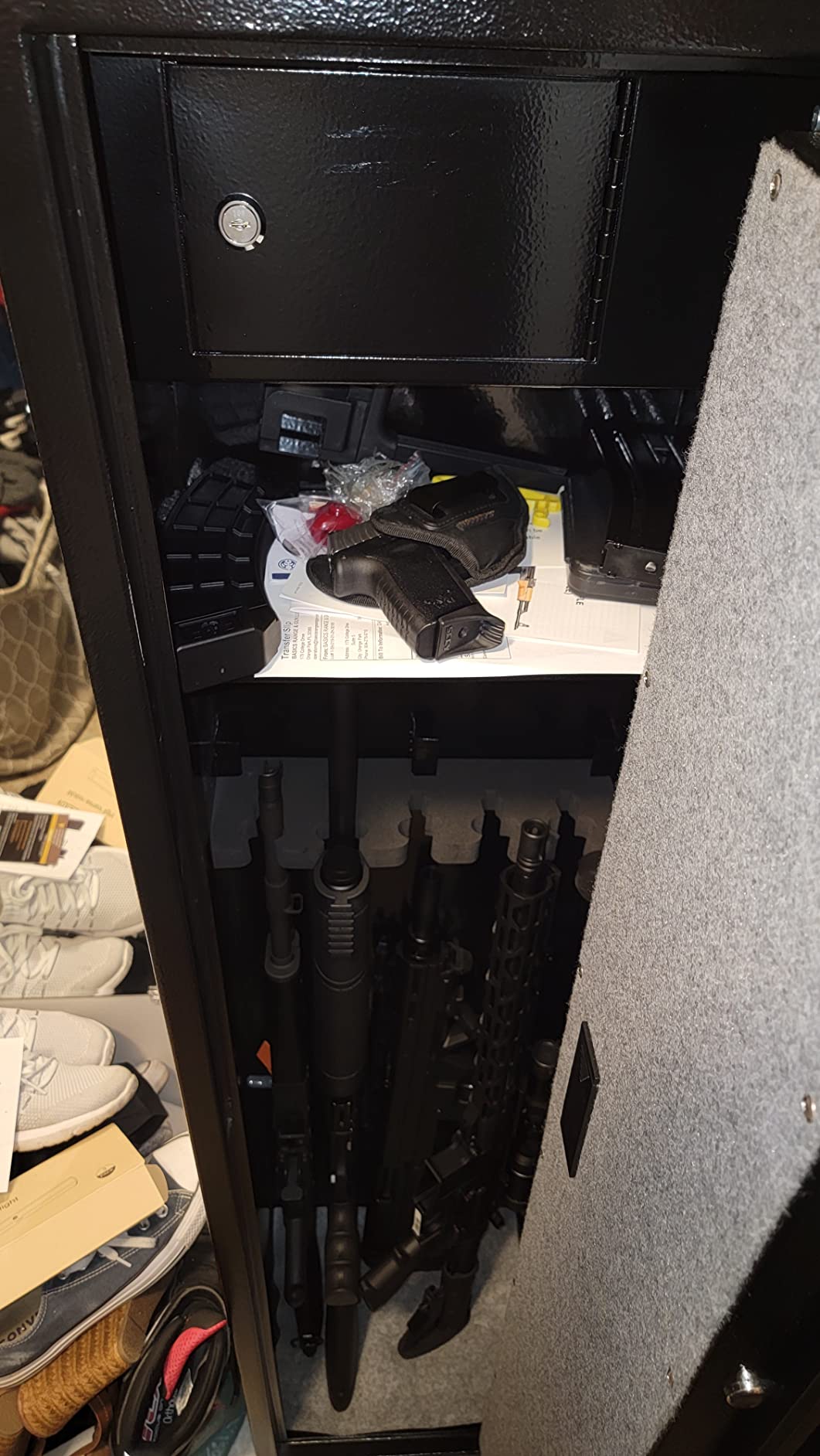Langger V Biometric Rifle Gun Safe, Quick Access 5-Gun Large Improved Fingerprint Shotgun Security Cabinet for Rifle Shotgun w/o Scopes with Pistol Lock Box, Removable Storage Shelf (New Biometric Safe) customer photo 2