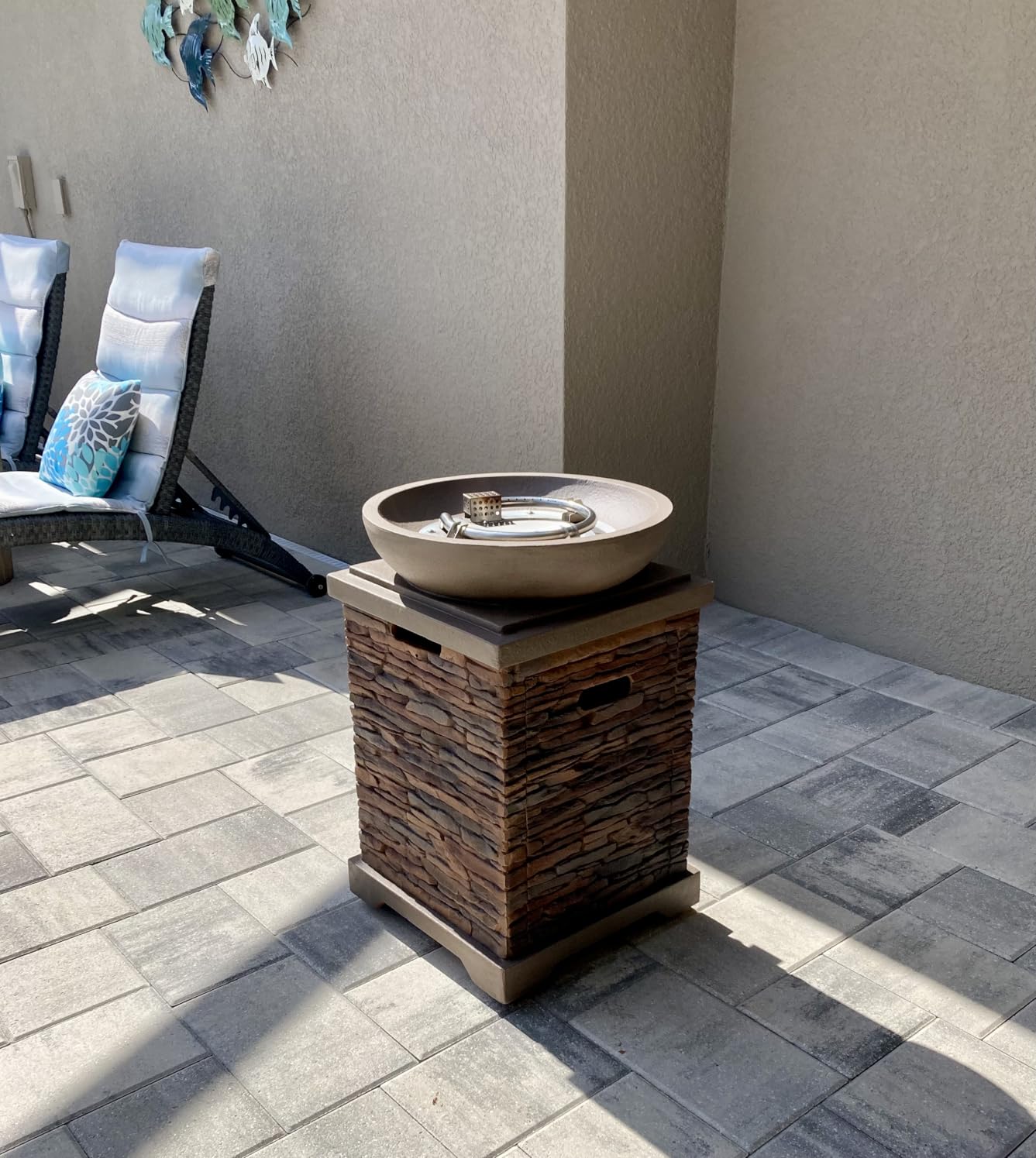 SUNBURY Outdoor Propane Fire Pit, Gas Fire Pit for Outside Patio, Stone Outdoor Fire Table Fire Column 40,000 BTU CSA Certified customer photo 2