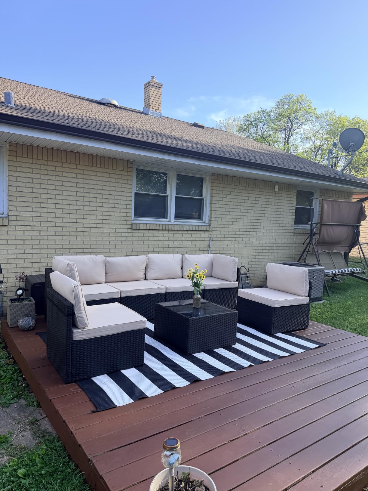 Pamapic 7 Pieces Outdoor Sectional Furniture, Wicker Patio sectional Furniture Sets, All-Weather Rattan sectional Sofa Conversation Set with Coffee Table and Washable Couch Cushions Covers customer photo 1