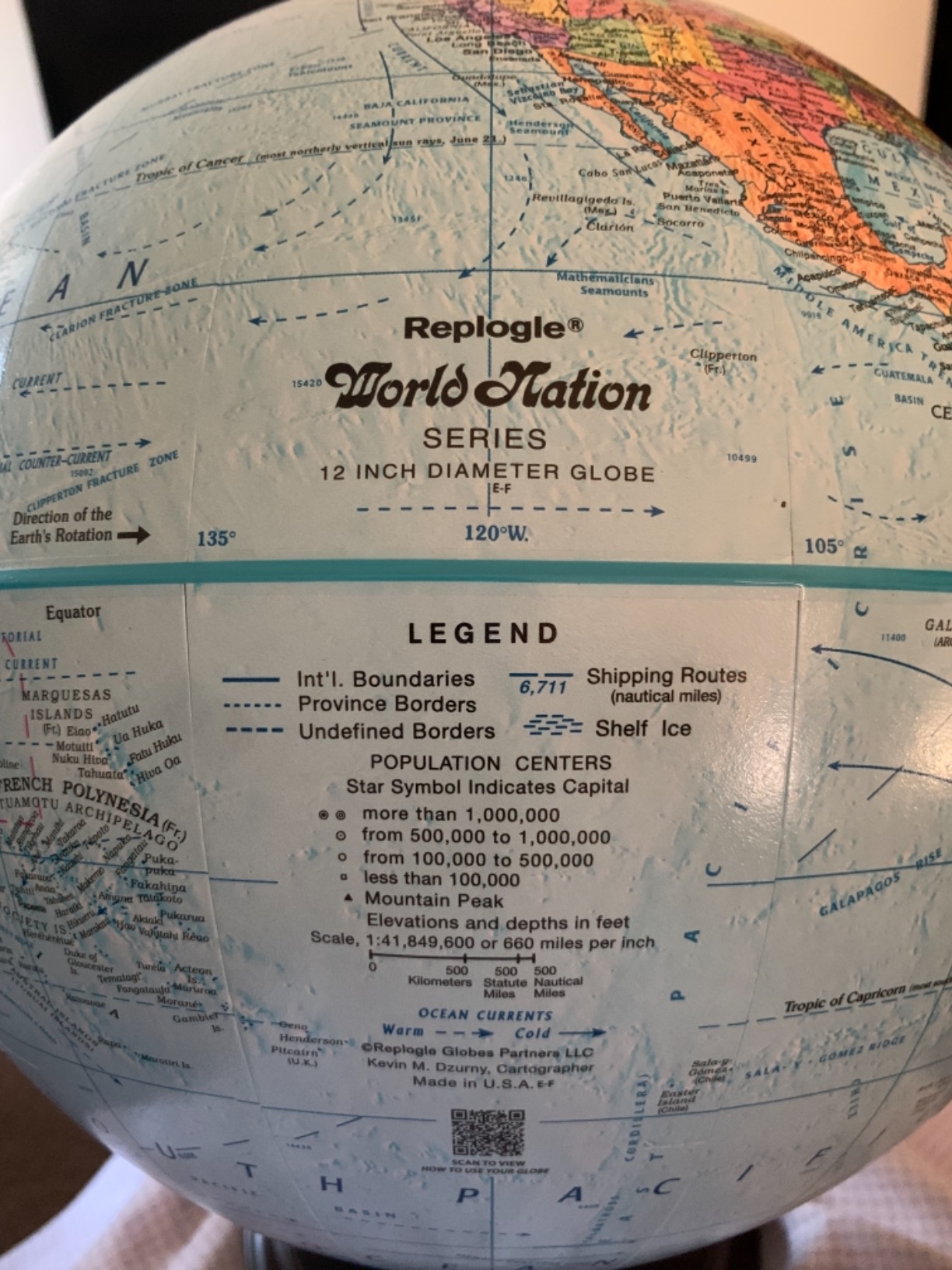 Replogle Student - Educational Classic World globe, Blue Ocean, Raised Relief feature, including a bonus map, made in USA, 12