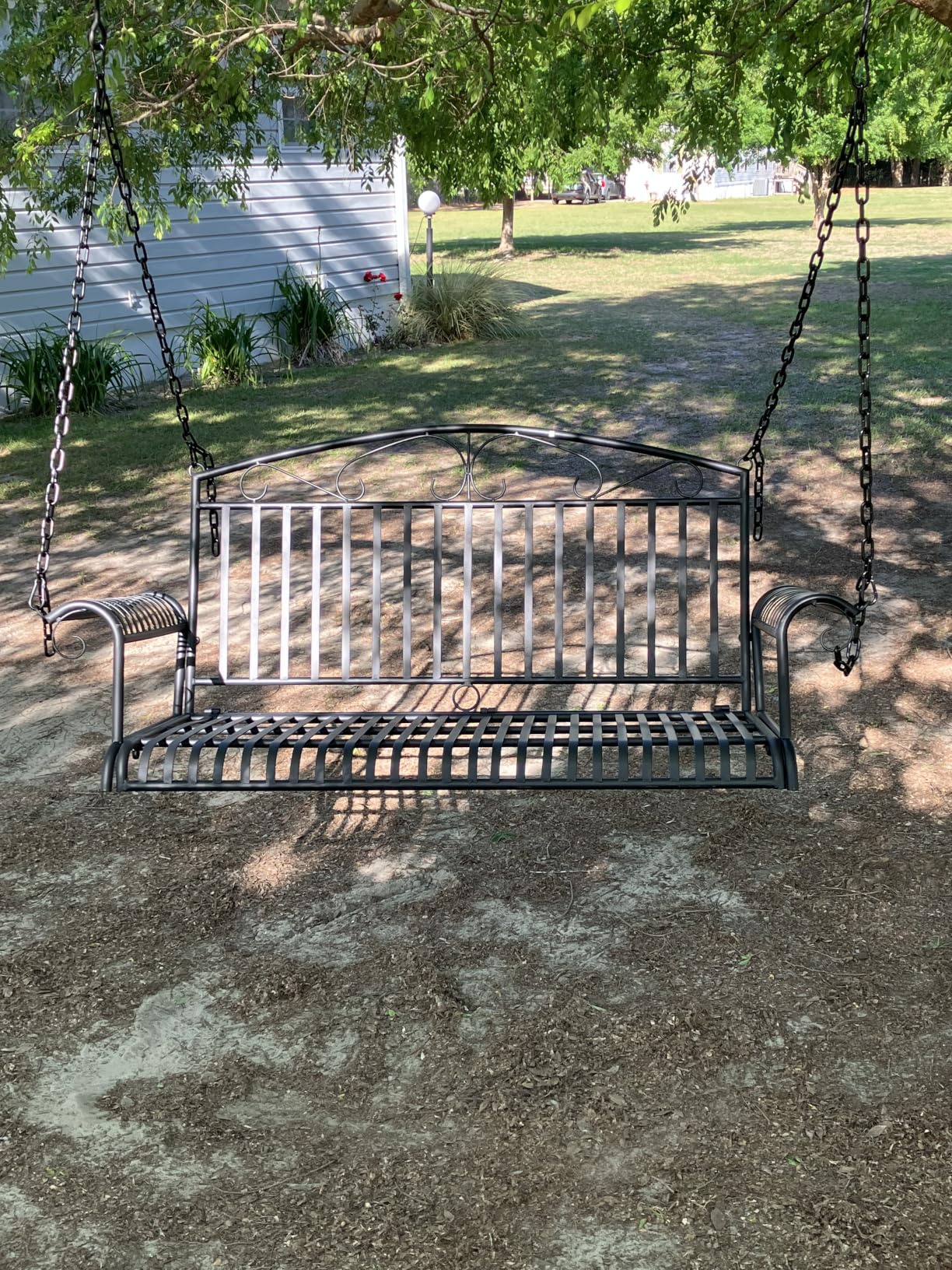 VINGLI Upgraded Metal Patio Porch Swing, 660 LBS Weight Capacity Steel Porch Swing Chair for Outdoors, Heavy Duty Swing Chair Bench for Gardens & Yards (Pattern 6) customer photo 1