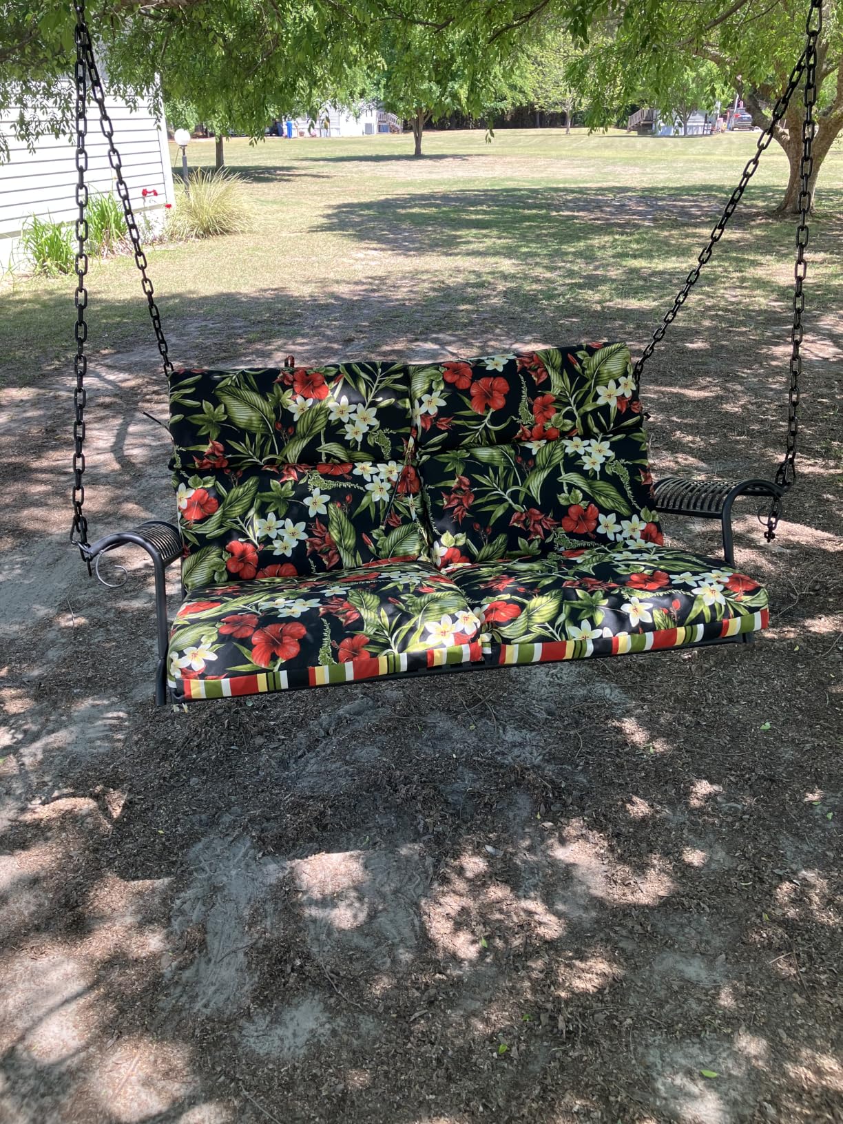 VINGLI Upgraded Metal Patio Porch Swing, 660 LBS Weight Capacity Steel Porch Swing Chair for Outdoors, Heavy Duty Swing Chair Bench for Gardens & Yards (Pattern 6) customer photo 2