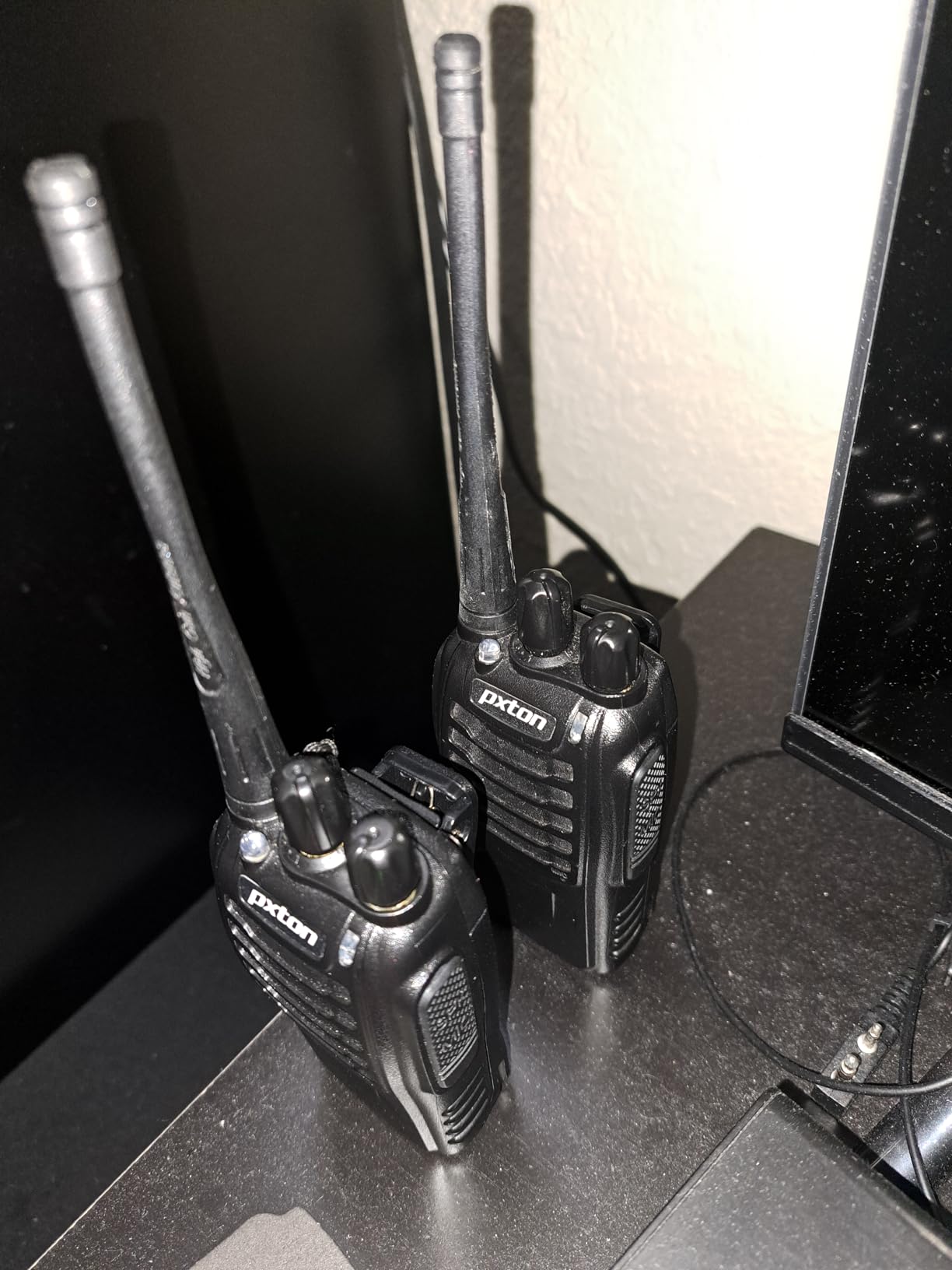 pxton Walkie Talkies Rechargeable Long Range Two-Way Radios with Earpieces, 2-Way Radios UHF Handheld Transceiver Walky Talky with Flashlight Li-ion Battery and Charger (2 Pack) customer photo 2