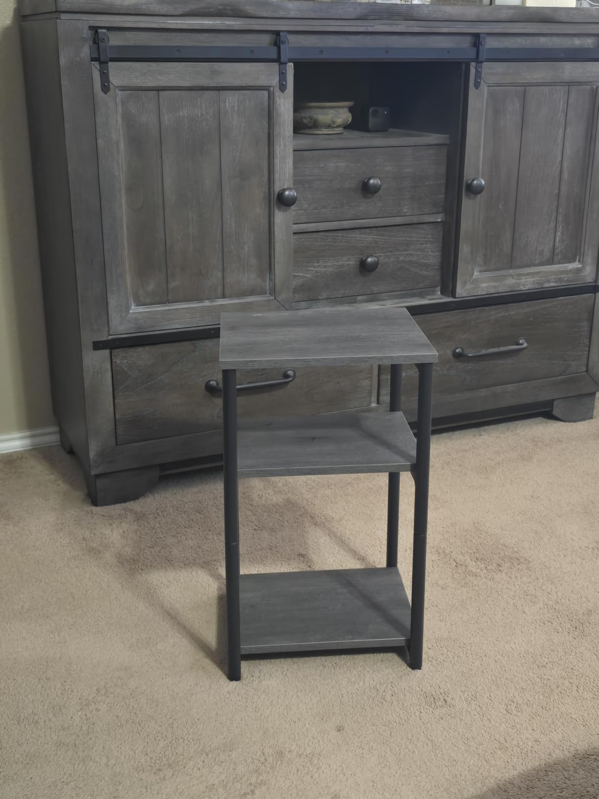 VASAGLE BARNET Collection - Side Table, Small End Table for Living Room, Modern Tall Nightstand, Bedroom, Office, Bathroom, Steel Frame, Rustic Brown and Ink Black ULET273B01 customer photo 2