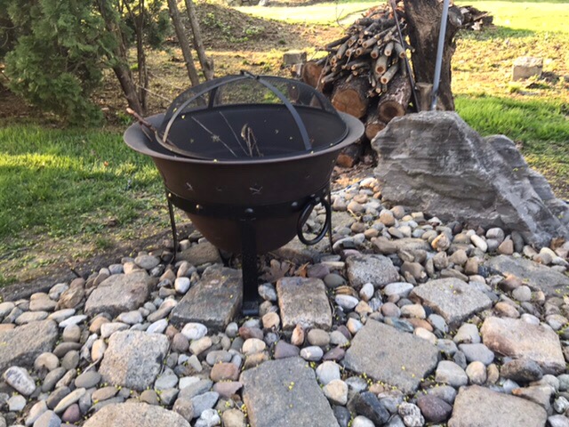 Cast Iron Fire Pits, Outdoor Round Wood Burning Fire Pit Bowl with Mesh Screen,Fireplace Poker,29 inch cast Iron Black customer photo 1