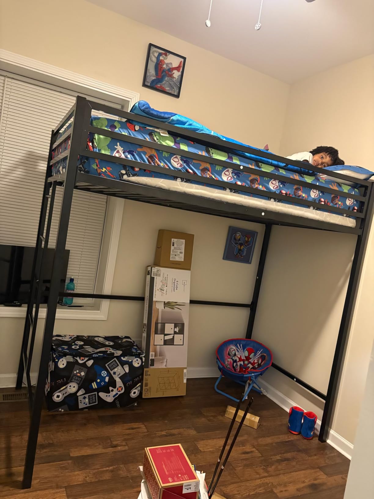 SHA CERLIN Loft Bed Twin Size with Ladder and Guardrail, Black | Heavy Duty Metal Slats Support, No Box Spring Needed, Small Space Saving Furniture for Bedroom Dorm customer photo 2