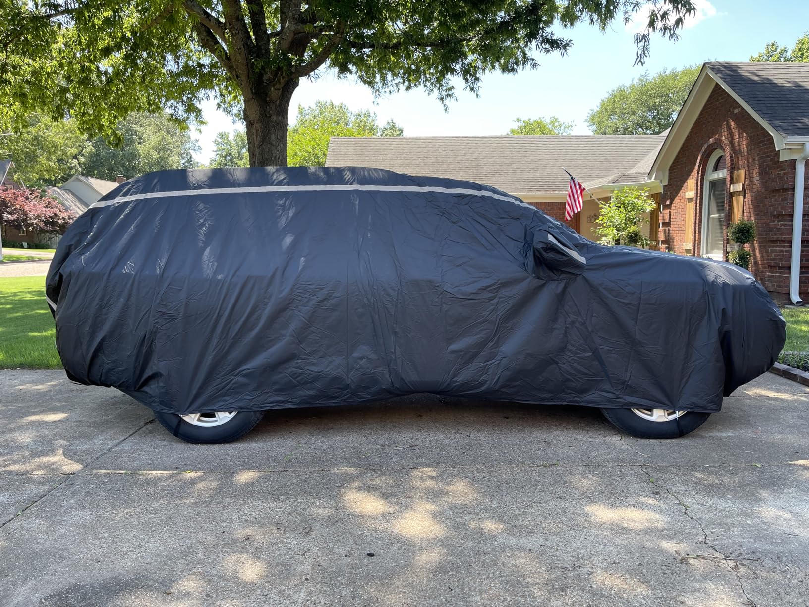 Car Cover Waterproof All Weather, Coverado Soft Cotton Lined Hail Protector Car Cover with Zipper Door, Outdoor Sun UV Rain Snow Protection Car Covers for Automobiles Universal Fit SUV (170