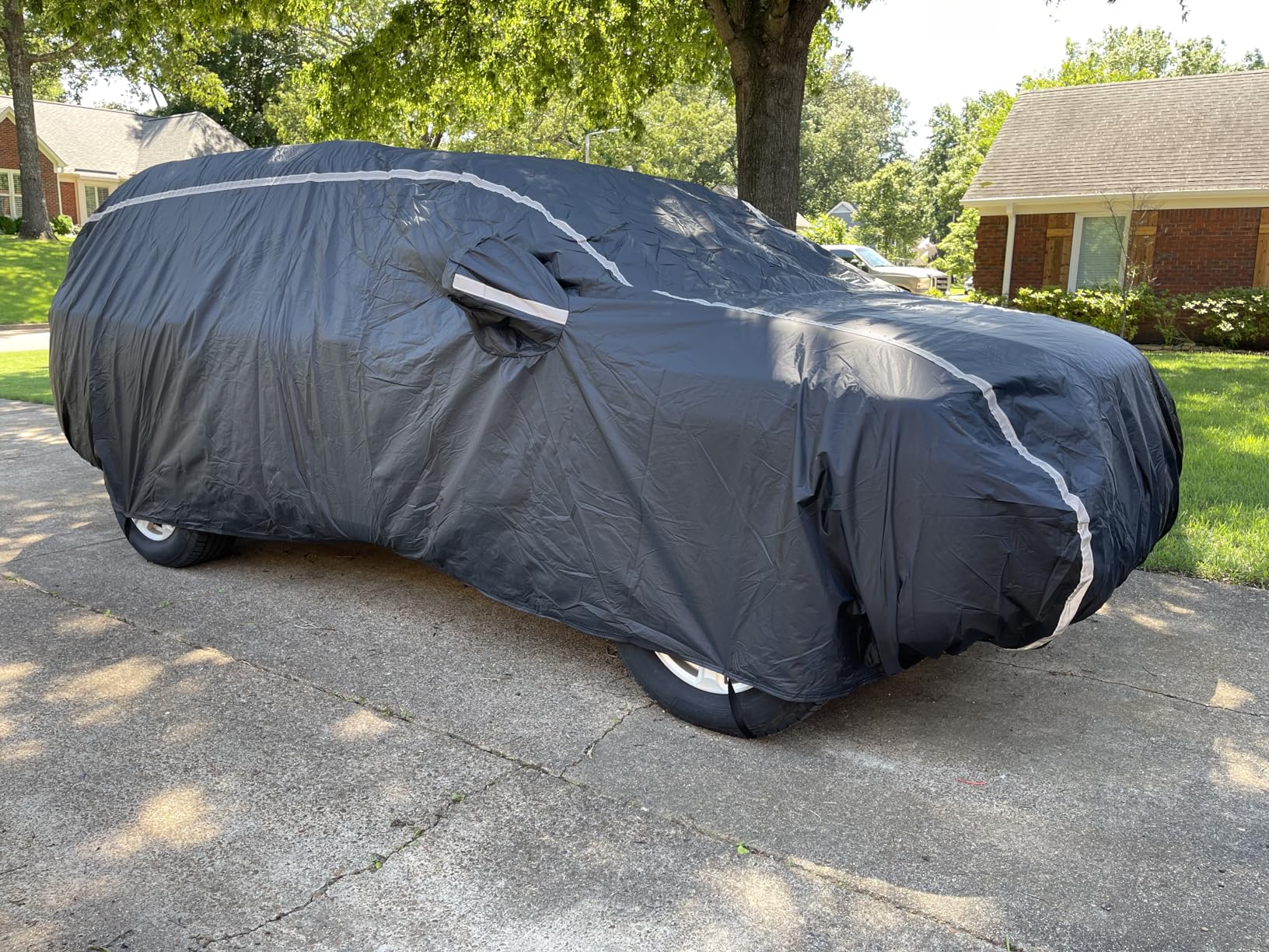 Car Cover Waterproof All Weather, Coverado Soft Cotton Lined Hail Protector Car Cover with Zipper Door, Outdoor Sun UV Rain Snow Protection Car Covers for Automobiles Universal Fit SUV (170