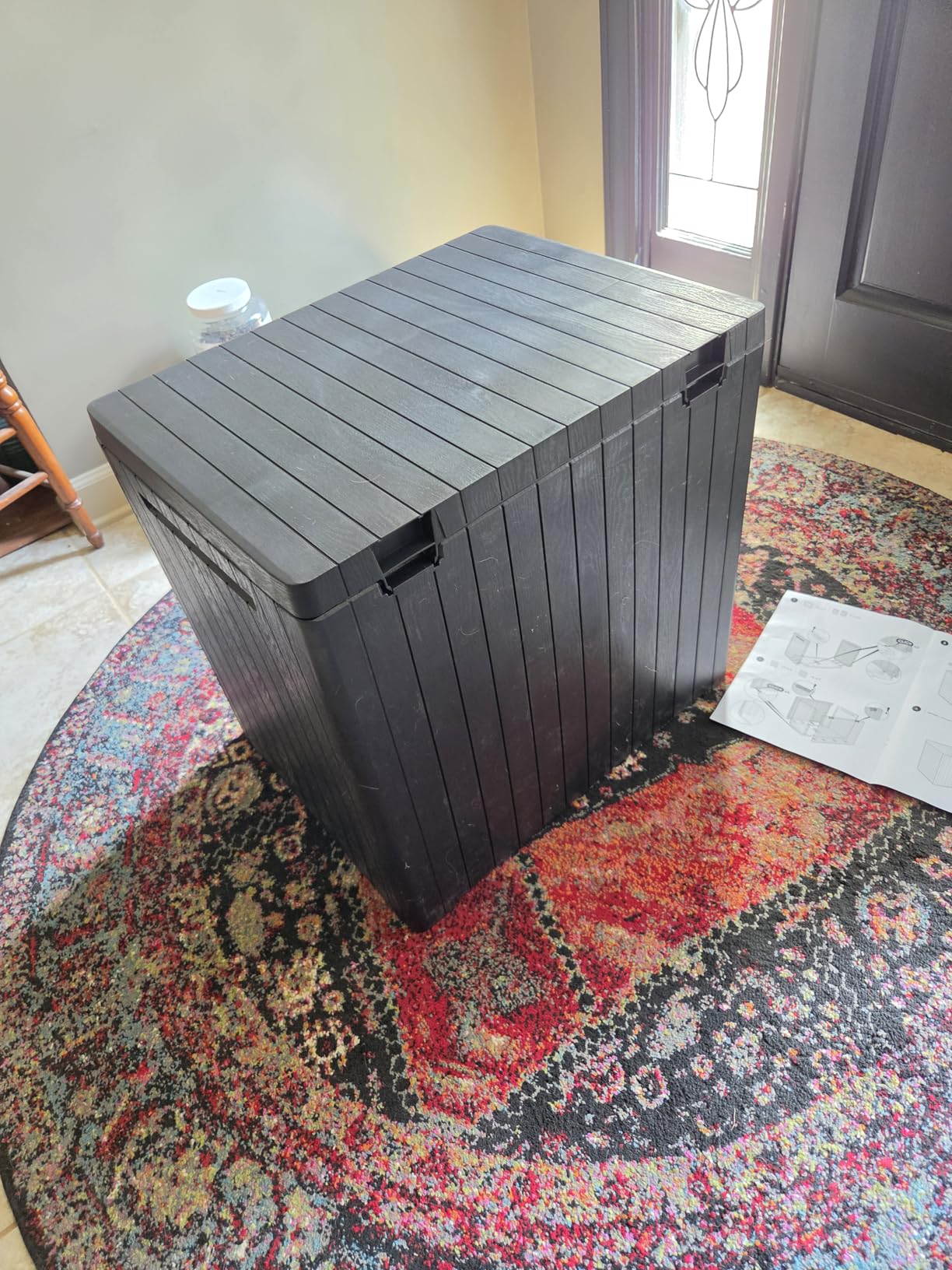 Keter City 30 Gallon Resin Outdoor Storage Box and Patio Furniture Side Table for Pool and Garden Accessories, Dark Grey customer photo 1
