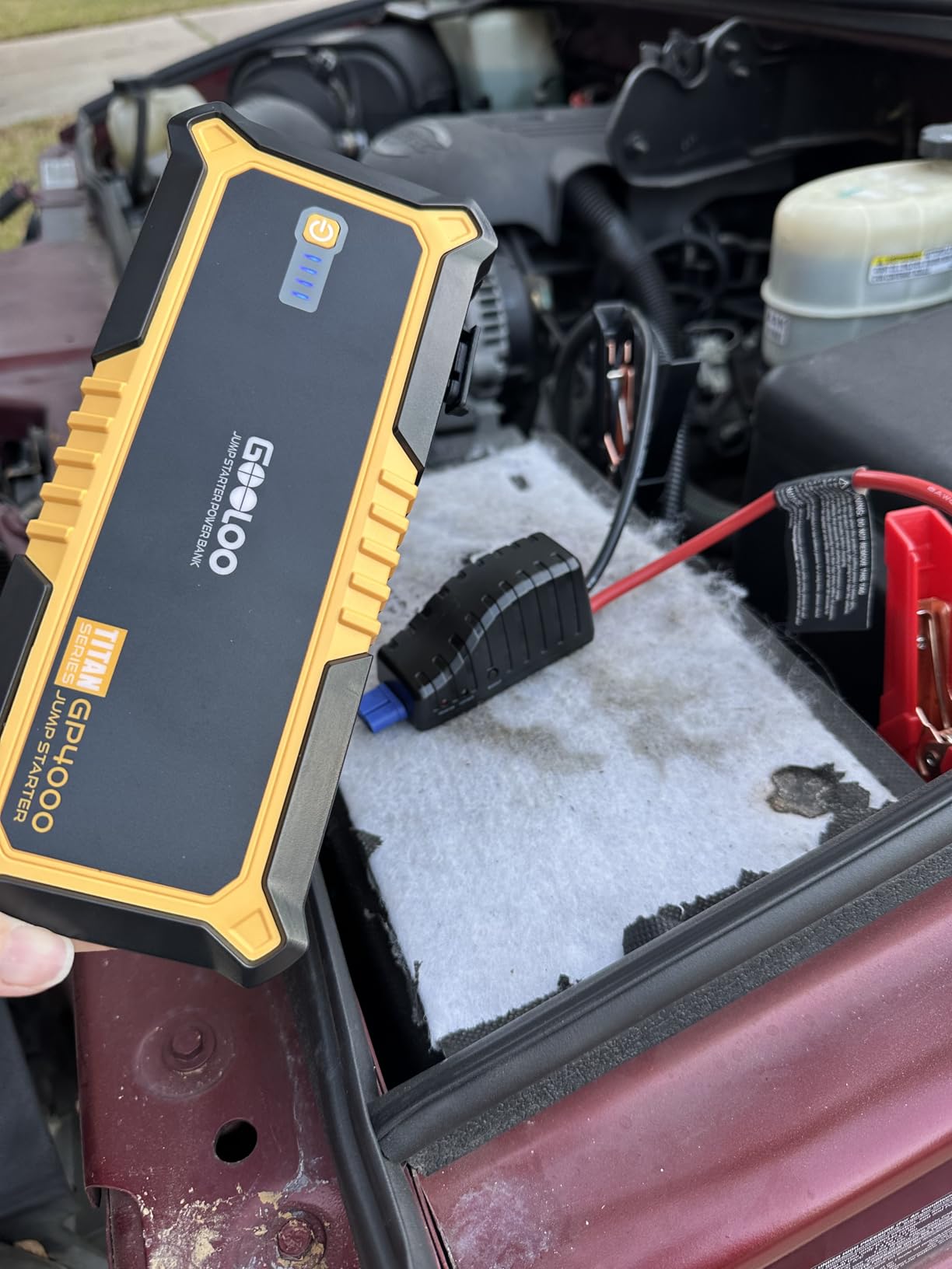 GOOLOO GP4000 Jump Starter - 4000A 12V Car Battery Jumper Starter Portable, SuperSafe Lithium Jump Box, Auto Battery Booster Power Pack, Spark-Proof, LED Light, For All Gas & 10 Diesel Engines customer photo 1