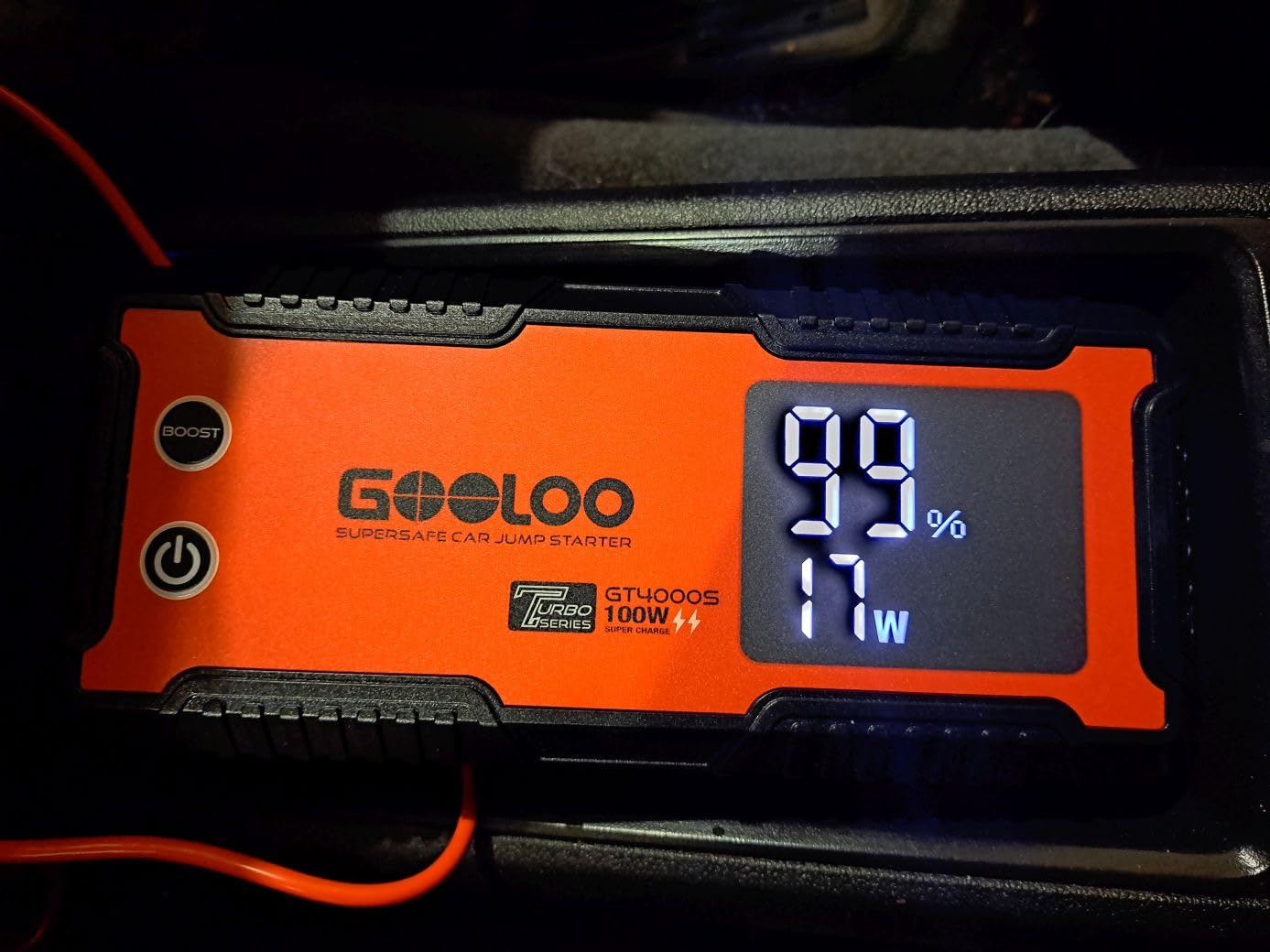 GOOLOO GT4000S 12V 4000A Peak Jump Starter with 100W Two-Way Fast Charging, SuperSafe Portable Car Battery Jumper Starter (12L Gas/10L Diesel), 20,000 mAh Capacity, 150W DC Output, 3 Modes LED Light customer photo 1