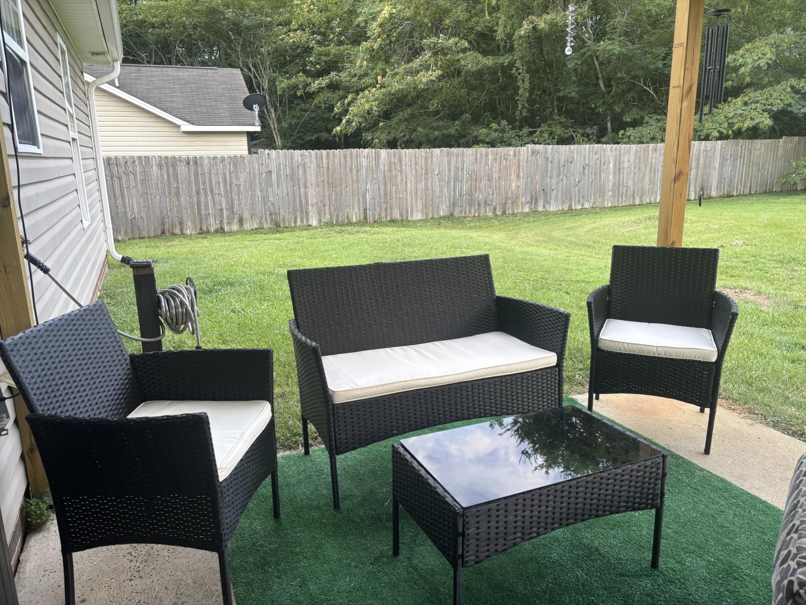 5 Pieces Patio Furniture Sets Outdoor Sectional Sofa Rattan Chair Wicker Conversation Set for Outdoor Backyard Porch Poolside Balcony Garden Furniture with Coffee Table, Khaki Cushion customer photo 1