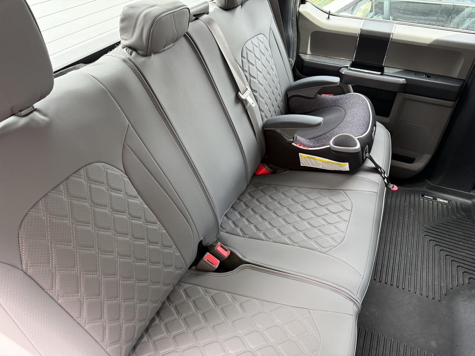 Huidasource Ford Seat Covers, Leather Pickup Seat Cushion Cover Fit for 2015-2026 Ford F150 SuperCrew & 2017-2026 F250 F350 F450 Super Duty Crew Cab XL XLT Lariat King Ranch Platinum(Full Set/Black) customer photo 1