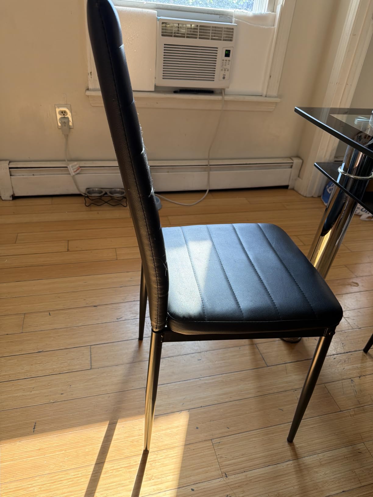 Karl home Dining Chairs Set of 4, PU Leather & High Back, Black | Black kitchen chairs with padded seats & foot cap protection for dining kitchen living room,300lbs capacity,space-saving customer photo 1