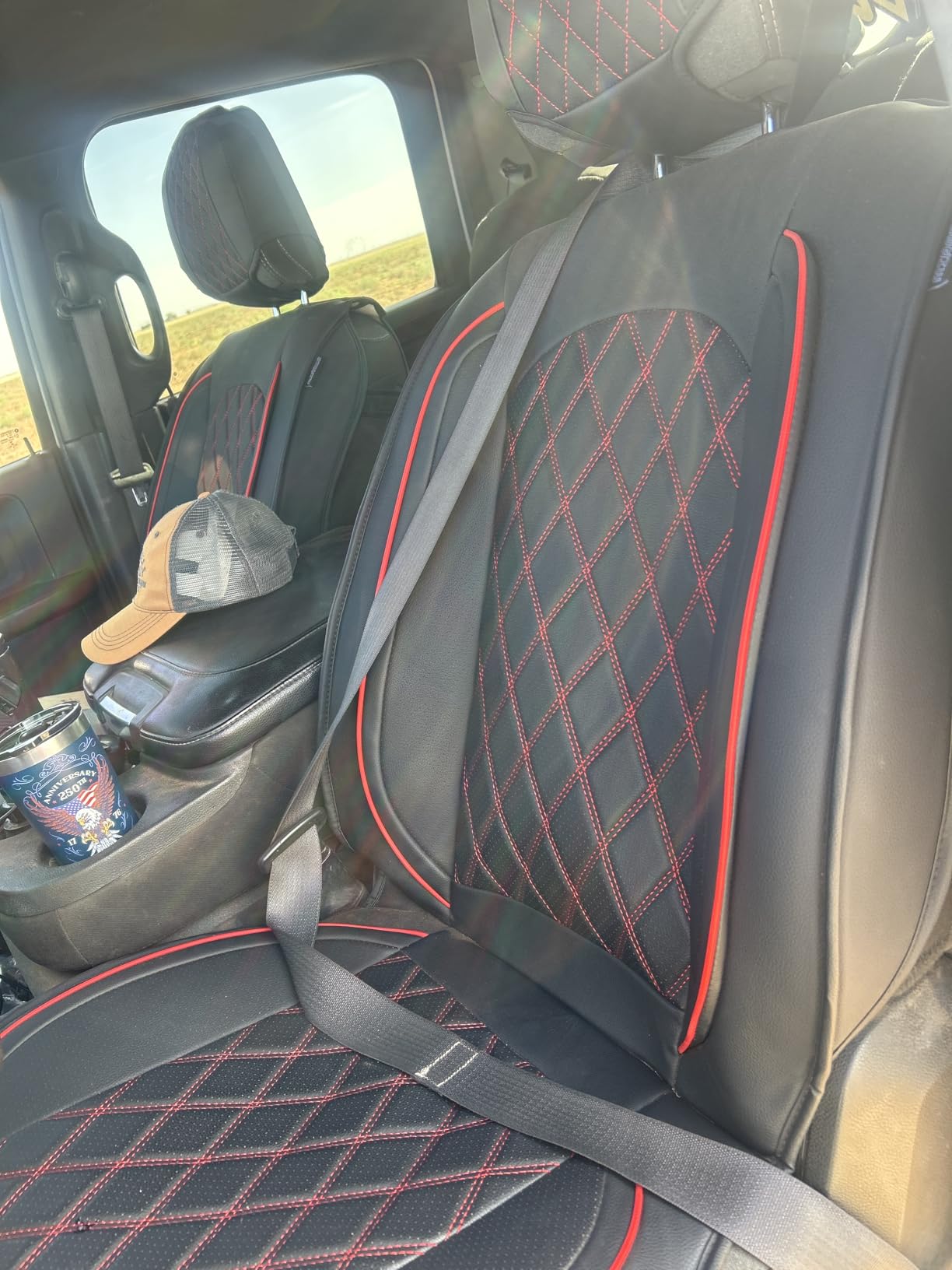 MIROZO Dodge Ram Seat Covers Full Set,Waterproof Car Seat Cover Fits for 2009-2026 Ram 1500/2500/3500 Crew Quad Regular Cab,Heavy Duty Protection Pickup Cushions with Split Flat Bench 40/60,Black customer photo 2