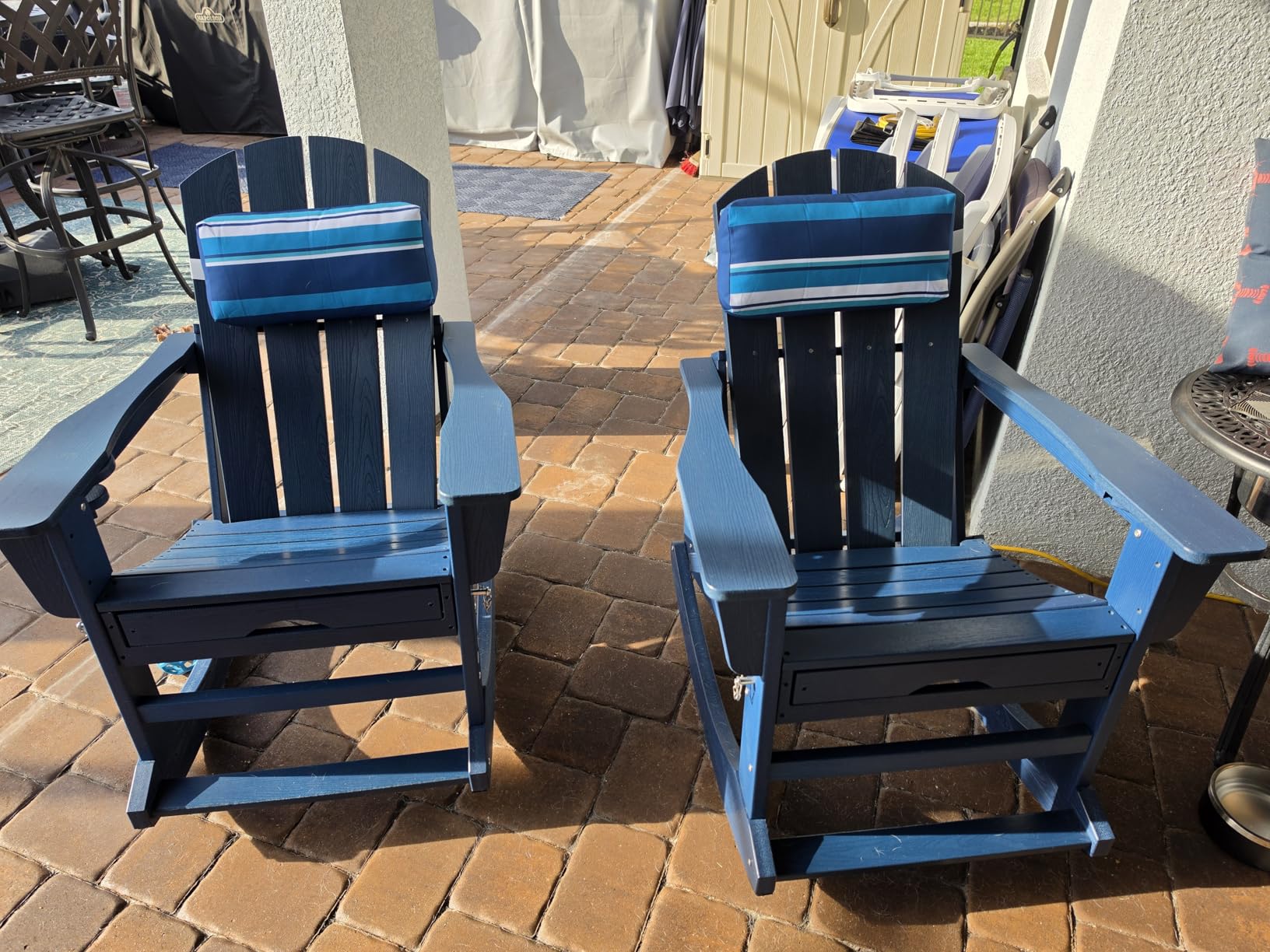 KINGYES Adirondack Rocking Chair with Ottoman and Cup Holders | HDPE Porch Rocker, Gray customer photo 1