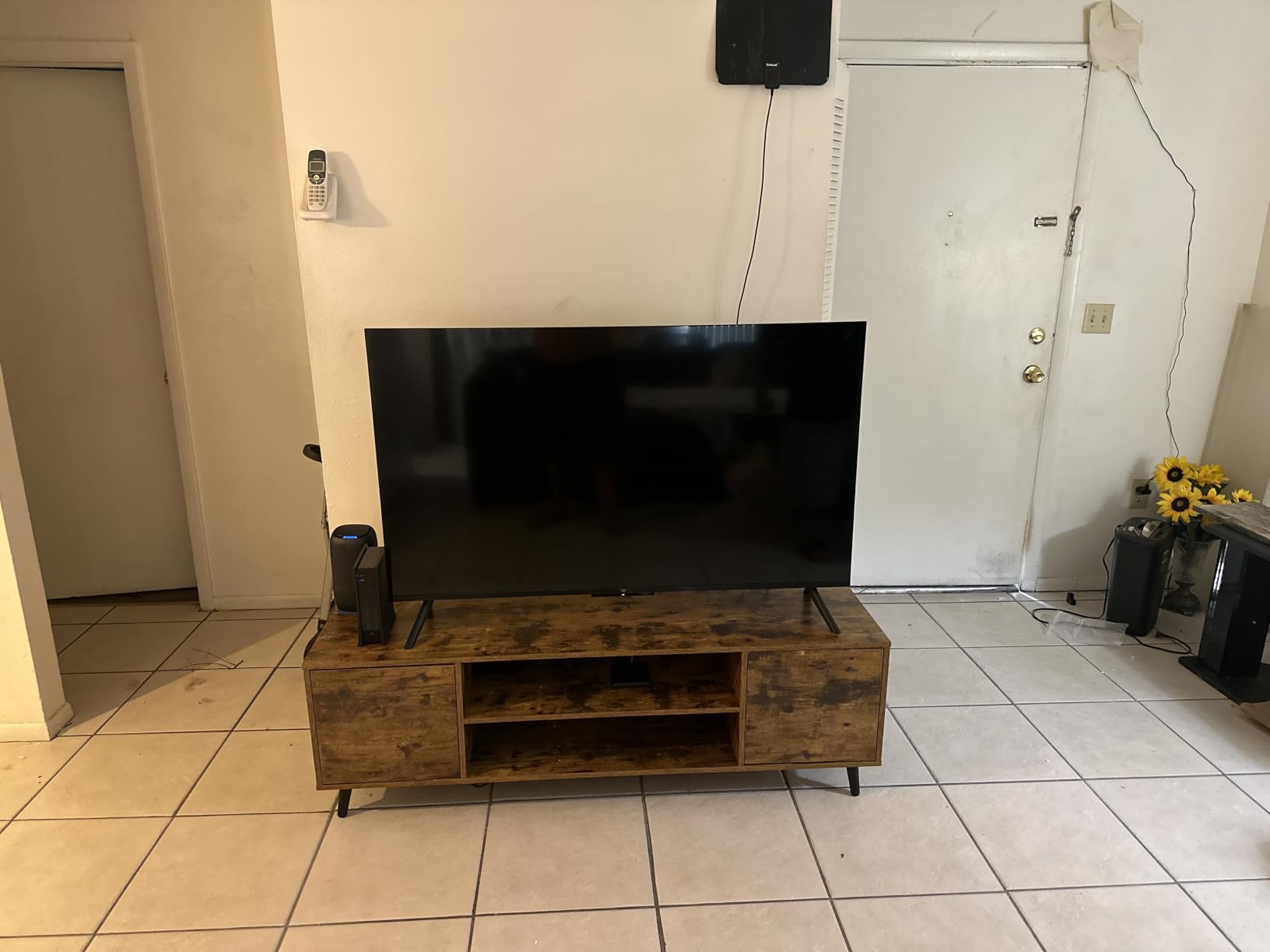 JUMMICO TV Stand for 65 Inch TV, Mid Century Modern TV Stand, Entertainment Center with Storage Cabinet and Open Shelves, TV Console Table Media Cabinet for Living Room, and Bedroom (Gray) customer photo 1