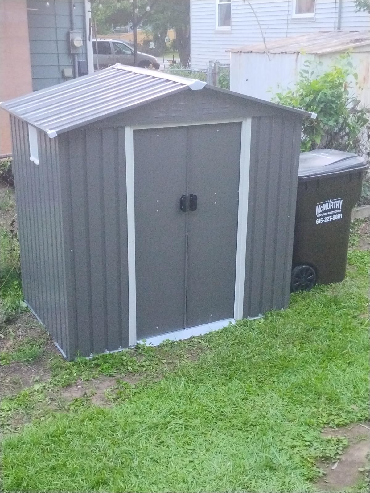 Vongrasig 5 x 3 x 6 FT Outdoor Storage Shed, Metal Tool Shed Clearance Garden Steel Shed with Side Window and Lockable Door Waterproof Tool Shed for Backyard Patio, Lawn (Gray) customer photo 1