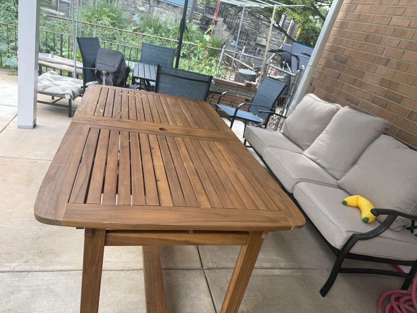 PHI VILLA 9pc Outdoor Dining Set, Expandable Wood Table w/Umbrella Hole - Acacia Wood Teak Patio Furniture Set for 8. Perfect for Patio, Deck, Porch, Backyard. Chairs with Cushions customer photo 1