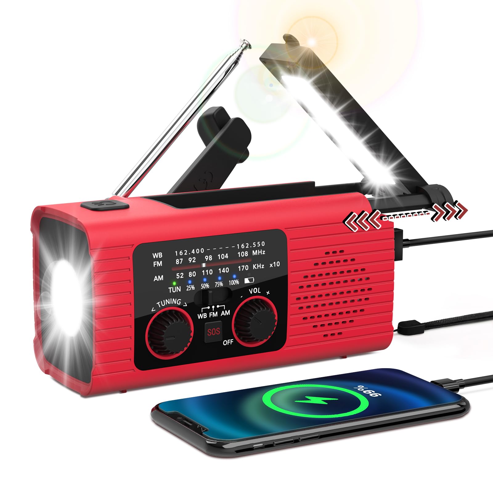 NITIGO Emergency Weather Radio, 4000mAh NOAA Weather Alert Radio Solar Charging, Hand Crank & USB Charged, AM/FM with LED Flashlight, Reading Lamp, SOS Alarm, Headphone Jack for Outdoor Indoor customer photo 1