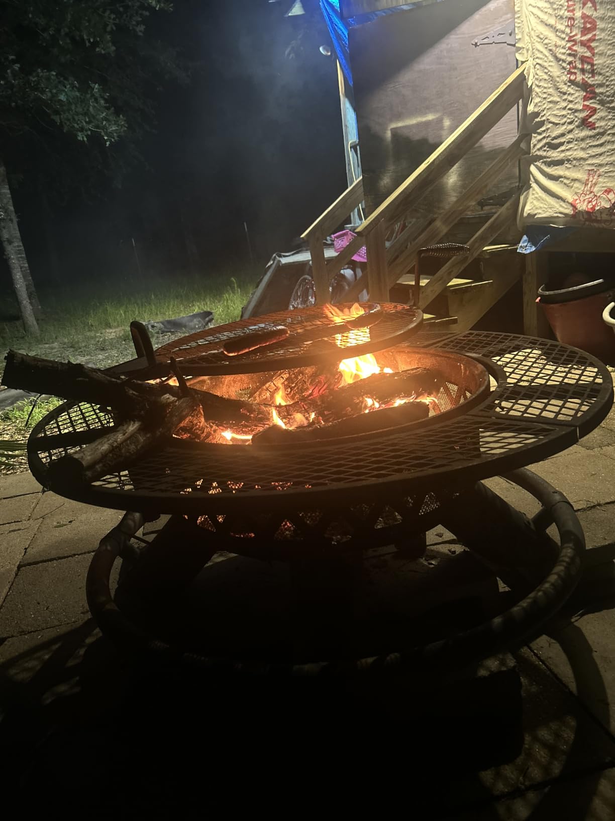 OutVue 36 Inch Fire Pit with 2 Grills, Wood Burning Fire Pits for Outside with Lid, Poker and Round Waterproof Cover, BBQ& Outdoor Firepit & Round Metal Table 3 in 1 for Patio, Picnic, Party customer photo 1
