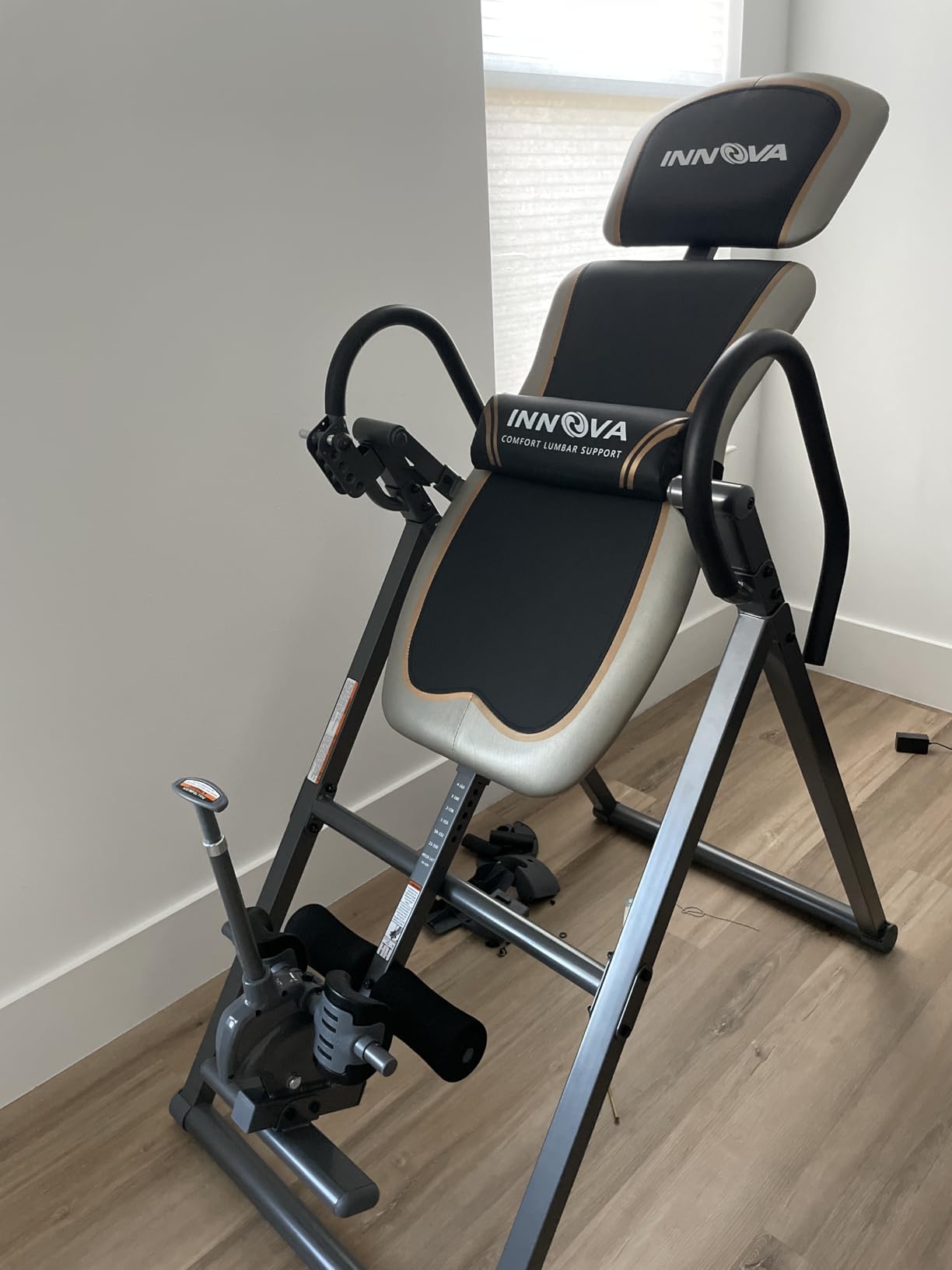 Innova Health and Fitness Inversion Table with Adjustable Headrest, Reversible Ankle Holders, and 300 lb Weight Capacity - Standard A customer photo 1