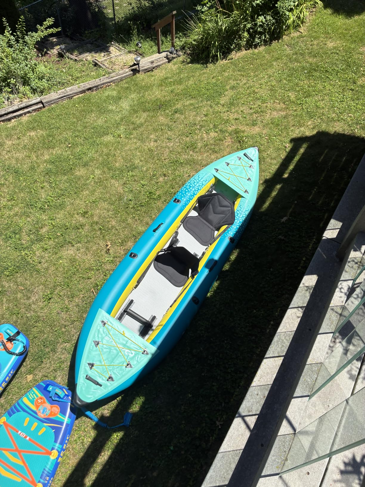 GYMAX Inflatable Kayak, 12.5Ft 507lbs Tandem Kayak with 2 Aluminum Paddles customer photo 1