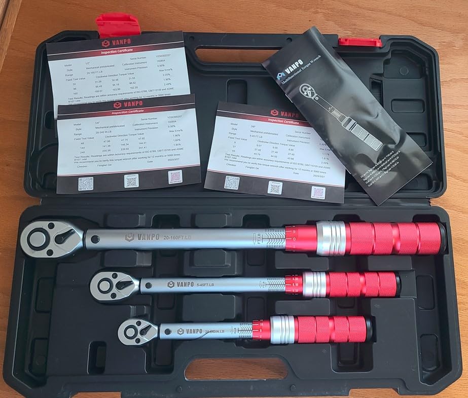 VANPO 3Pcs Torque Wrench 1/4&3/8&1/2