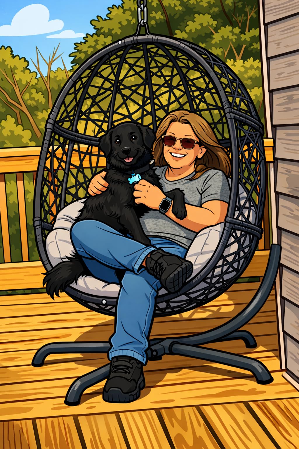 Swing Egg Chair with Stand, Bird Cage Patio Hanging Chair with Cushion, Large Swinging Chairs Indoor Outdoor, All-Weather 350lbs Eggshell Basket Seat for Porch, Backyard, Dark Grey customer photo 2