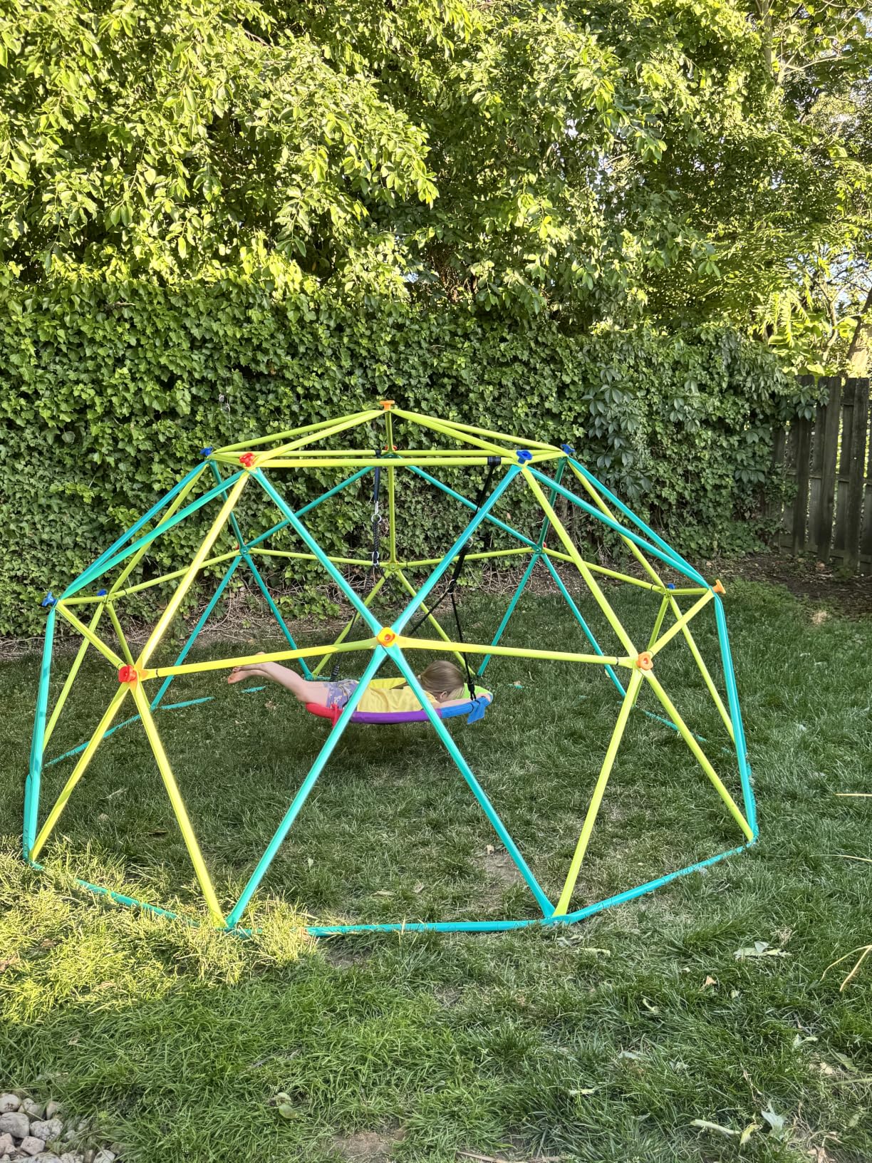 Hapfan 10 ft Climbing Dome Swing Set with Saucer Swing, Jungle Gym for Kids Outdoor Backyard, Supports 800lbs, Easy Asssembly, Rust-Resistant Outdoor Playset for Ages 3-8 8-12 customer photo 1