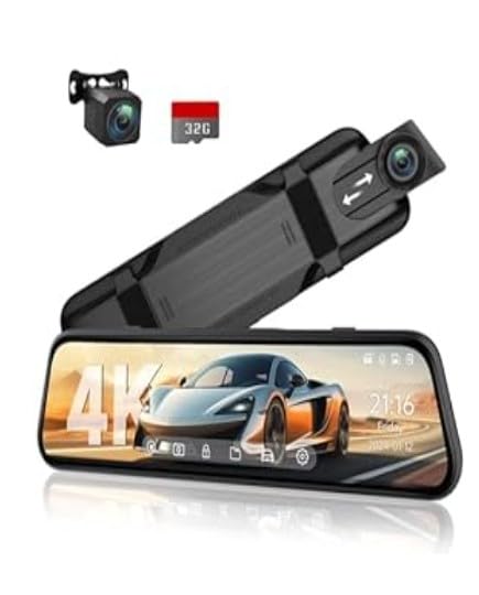 VT10 4K Mirror Dash Cam Front and Rear, 10
