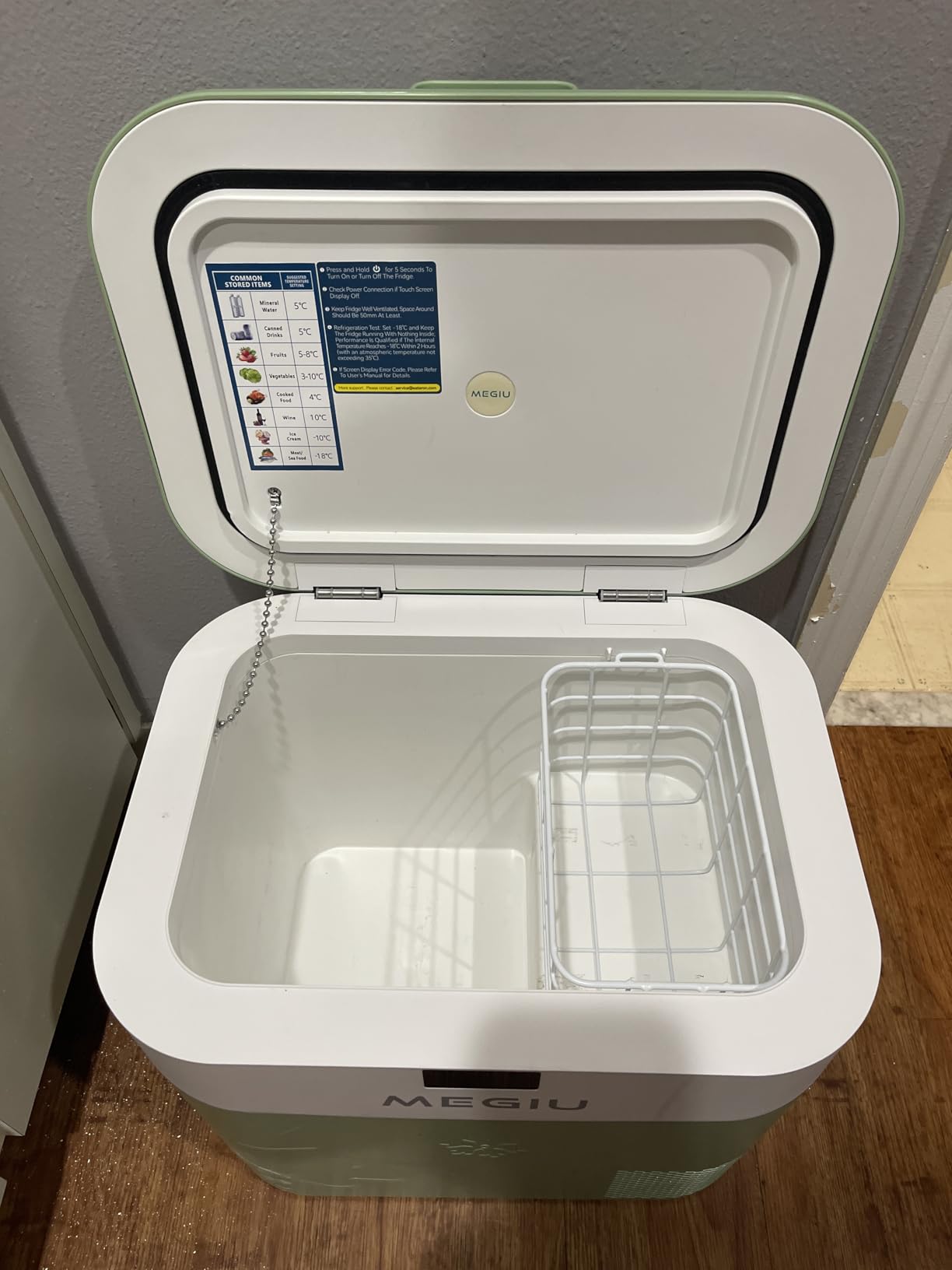 Megiu Car Refrigerator Portable Car Fridge 12V Refrigerator 23 Quart (22 Liter) Freezer Compressor Cooler 12V/24V DC 110~240 V AC for Outdoor Camping Travel Home Use -18C~+15C (Blue) customer photo 2
