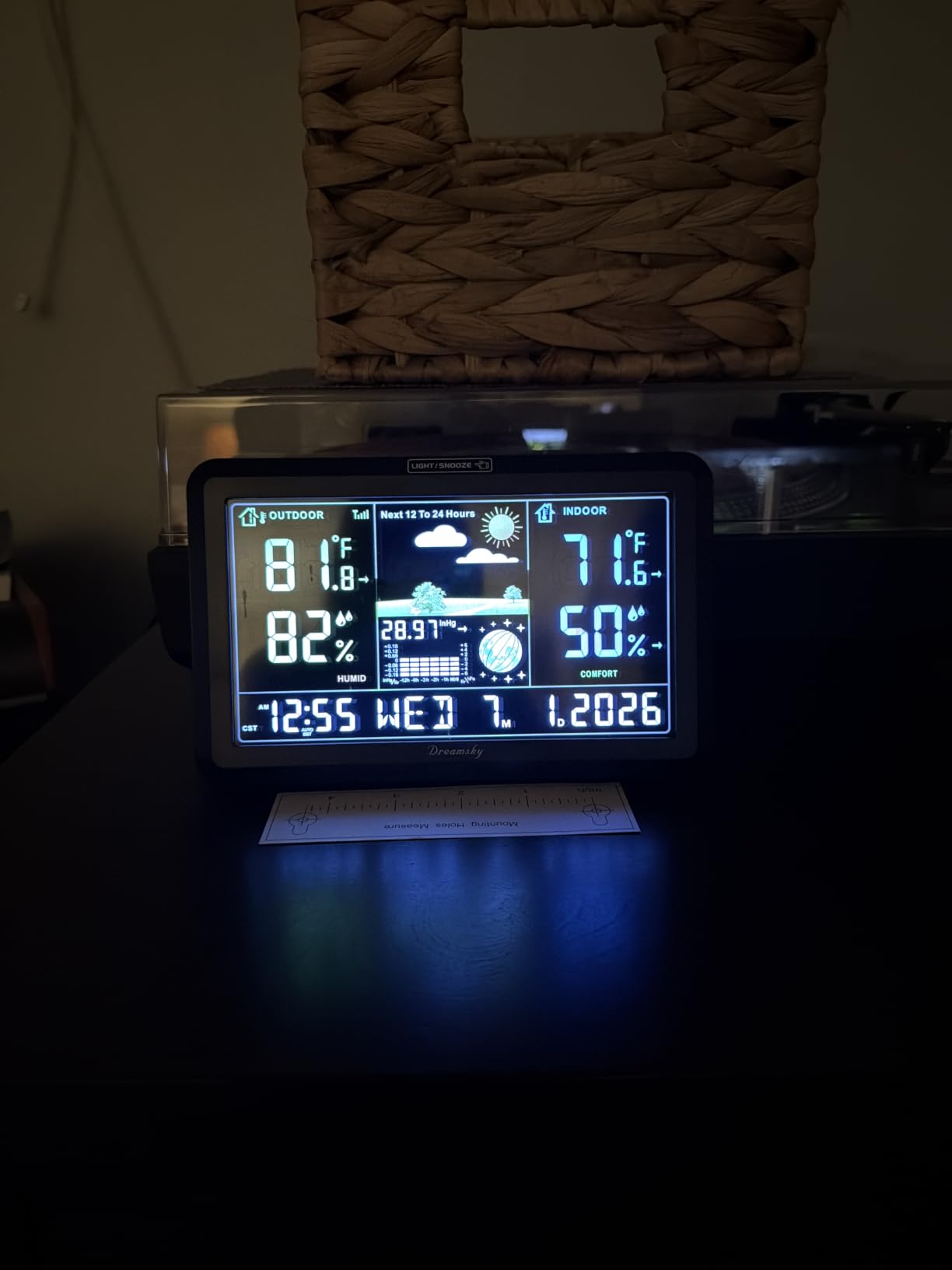 DreamSky Weather Station Indoor Outdoor Thermometer Wireless with Digital Atomic Clock for Home, Large Display with Dimmer, USB Port, Inside Outside Temperature Humidity Monitor (Plug-in) customer photo 1