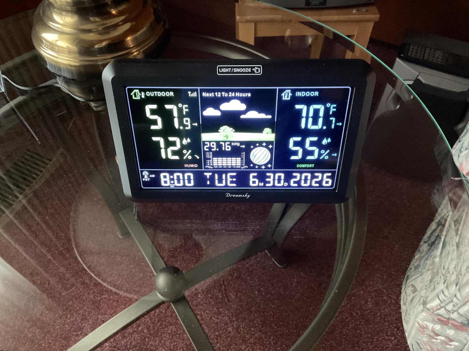 DreamSky Weather Station Indoor Outdoor Thermometer Wireless with Digital Atomic Clock for Home, Large Display with Dimmer, USB Port, Inside Outside Temperature Humidity Monitor (Plug-in) customer photo 2