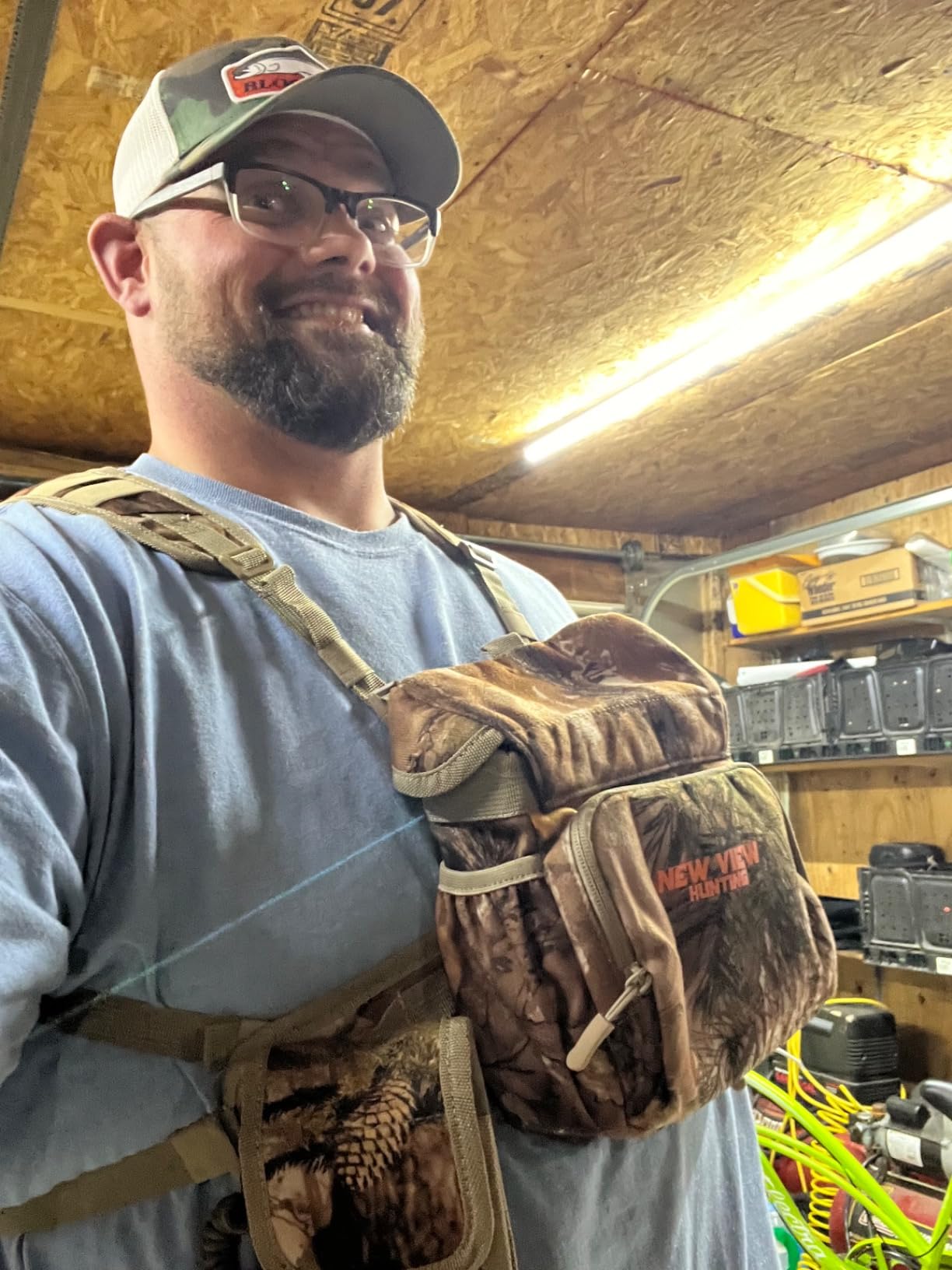NEW VIEW Binocular Harness Chest Pack, Bino Case with Rangefinder Pouch and Rain Cover, Silent Chest Rig with 8 Pockets for Hunting, Hiking, Bird Watching customer photo 1