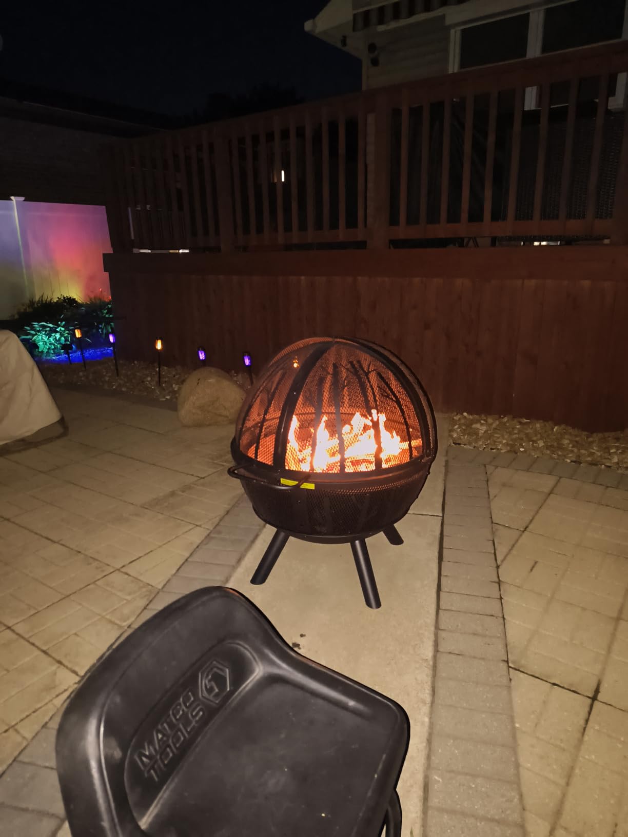 Panovue 35 Inch Wood Burning Fire Pit with BBQ Grill, Heavy Duty Fire Pits Ball for Outside with Spark Screen & Removable Ash Pan, Outdoor firepit & Fireplace for Bonfire in Garden, Yard customer photo 1